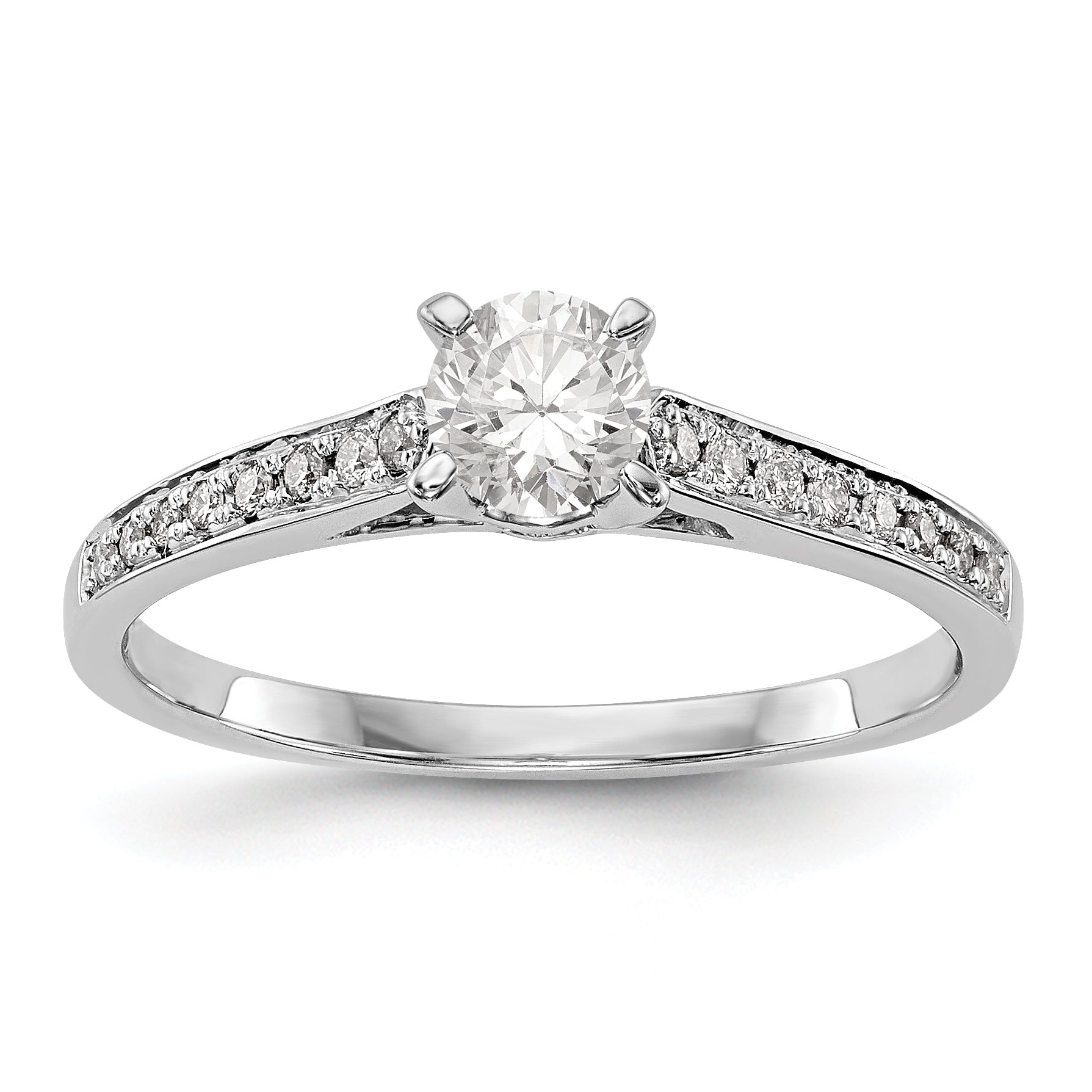 14K Weißgold Verlobungsring mit simulierten Diamanten