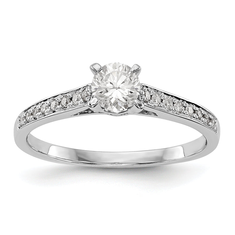 14K Weißgold Verlobungsring mit simulierten Diamanten