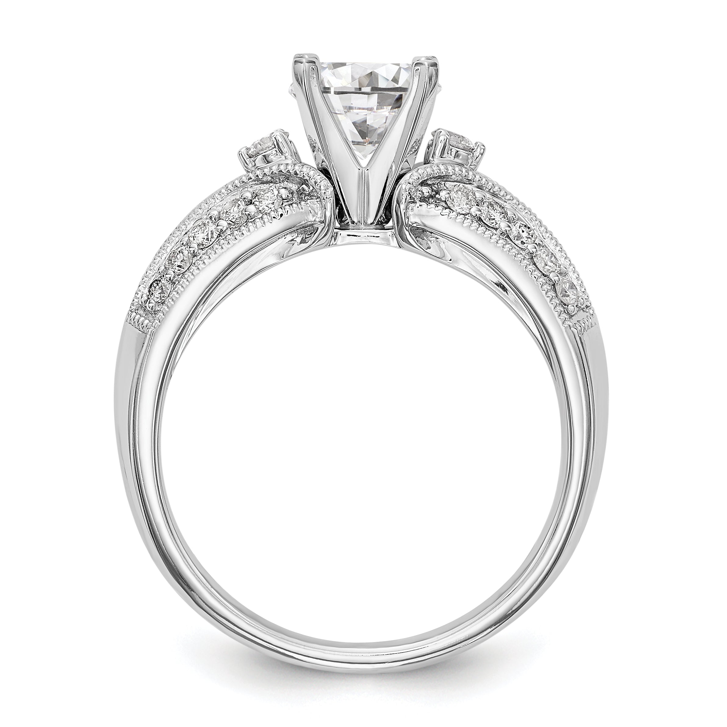 14K Weißgold Diamant-Verlobungsring mit Krappenfassung