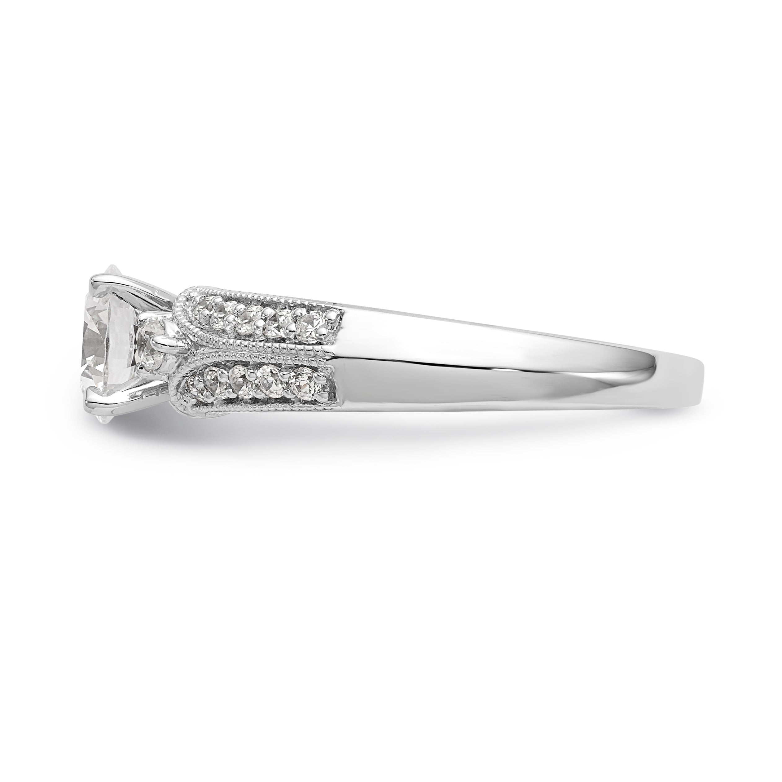 14K Weißgold Diamant-Verlobungsring mit Krappenfassung