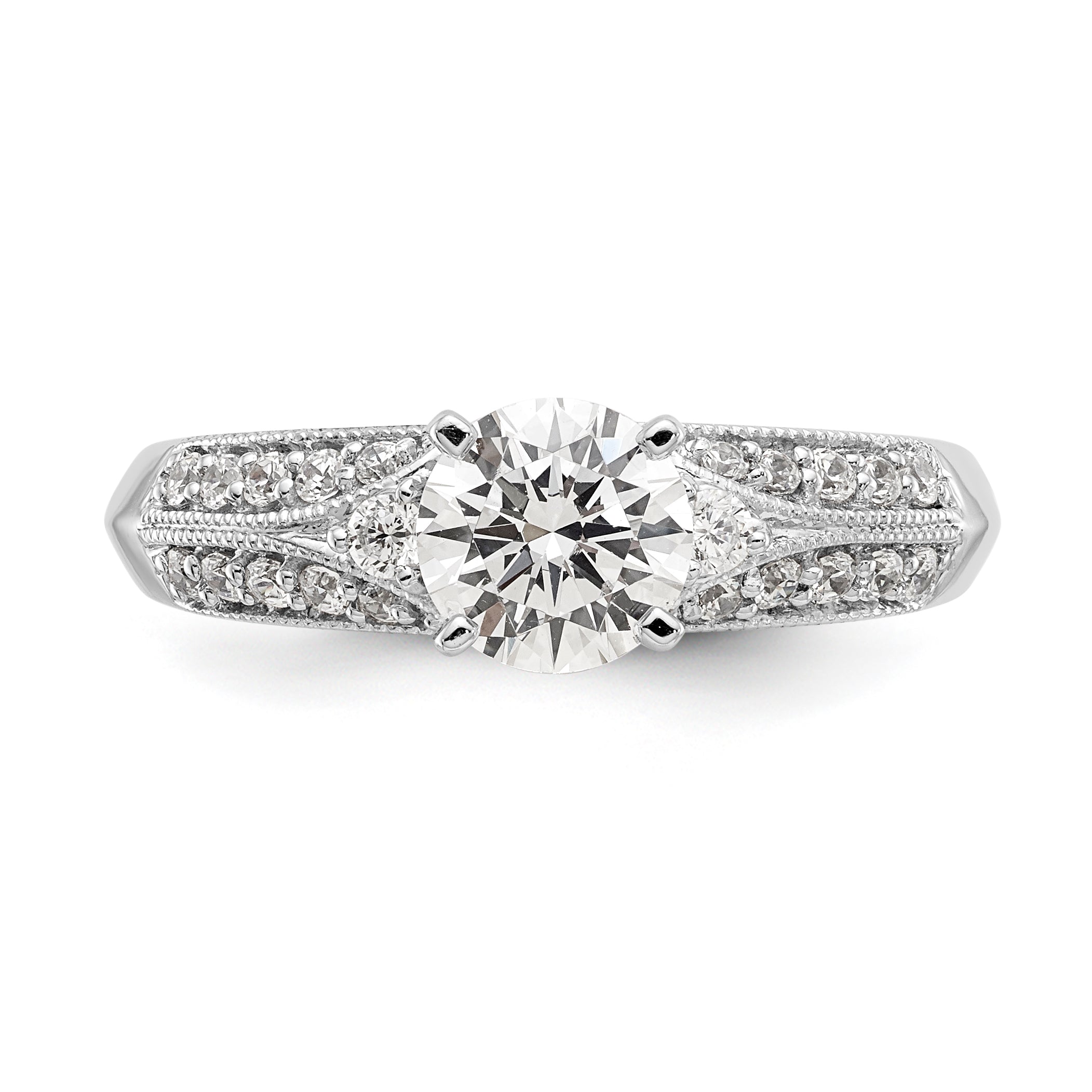 14K Weißgold Diamant-Verlobungsring mit Krappenfassung