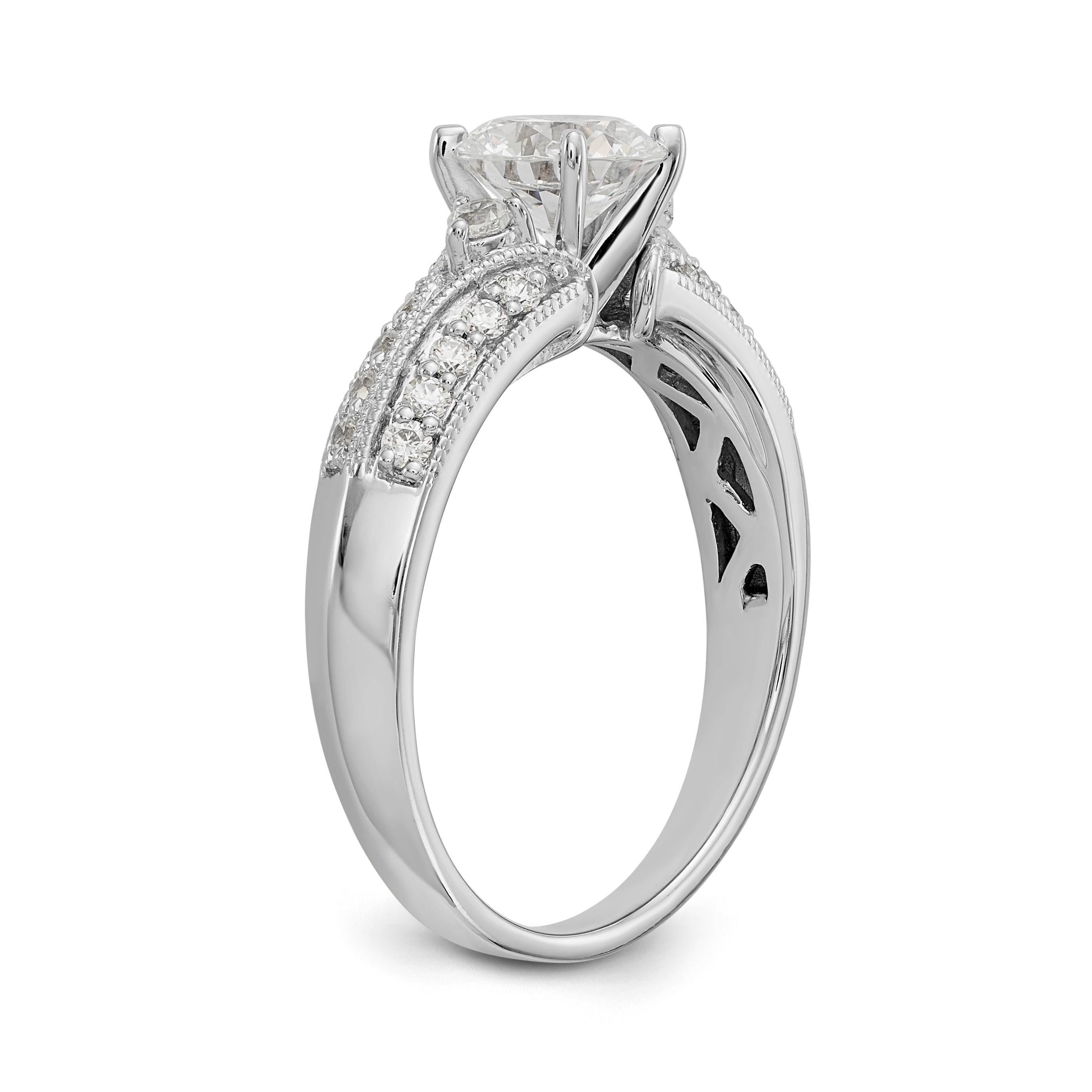 14K Weißgold Diamant-Verlobungsring mit Krappenfassung