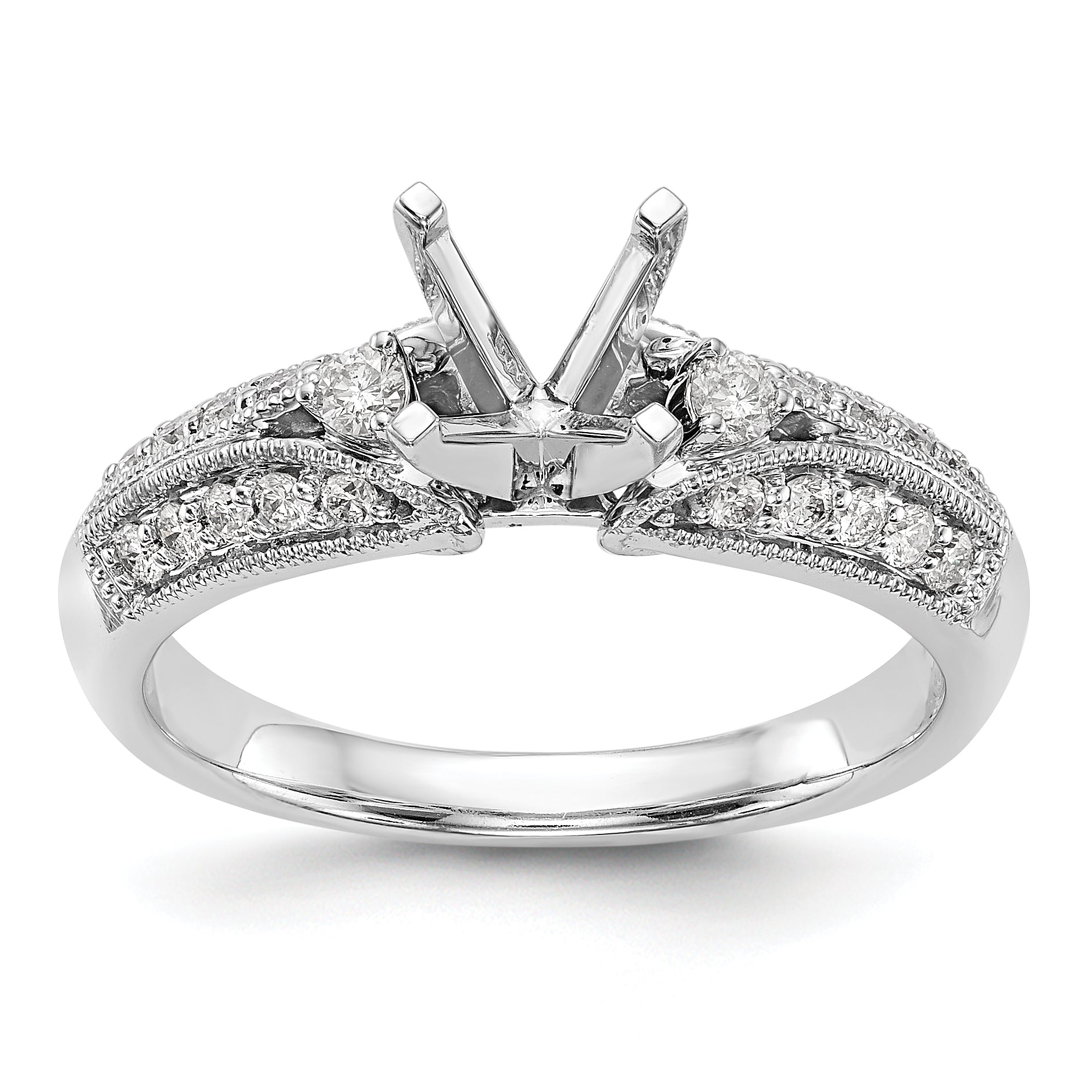 14K Weißgold Diamant-Verlobungsring mit Krappenfassung