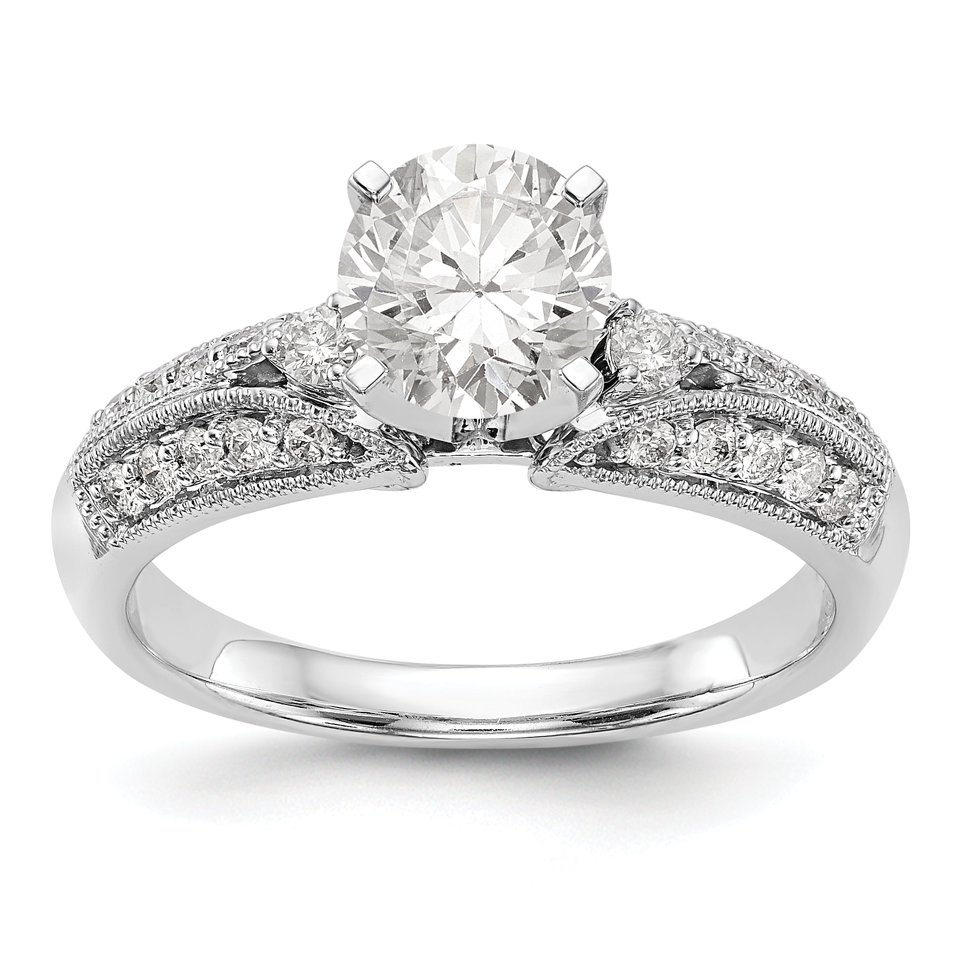 14K Weißgold Diamant-Verlobungsring mit Krappenfassung