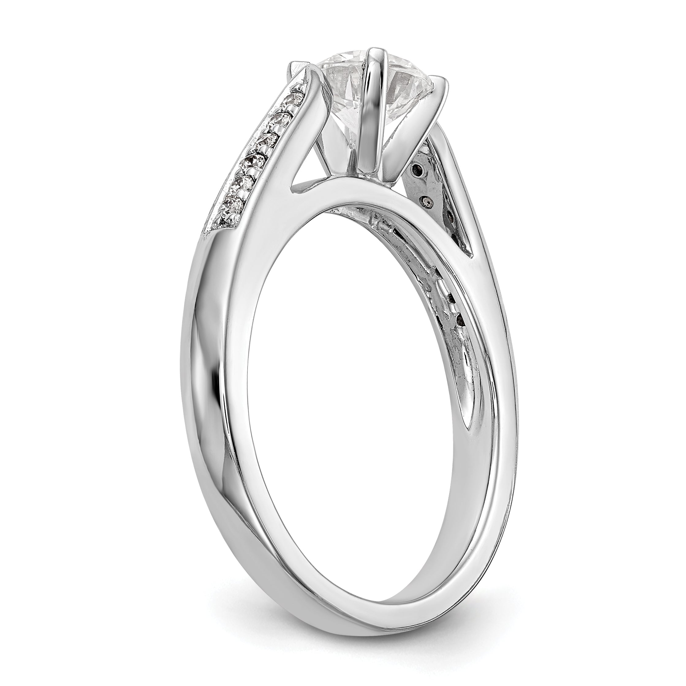 14K Weißgold Diamant-Verlobungsring mit Krappenfassung