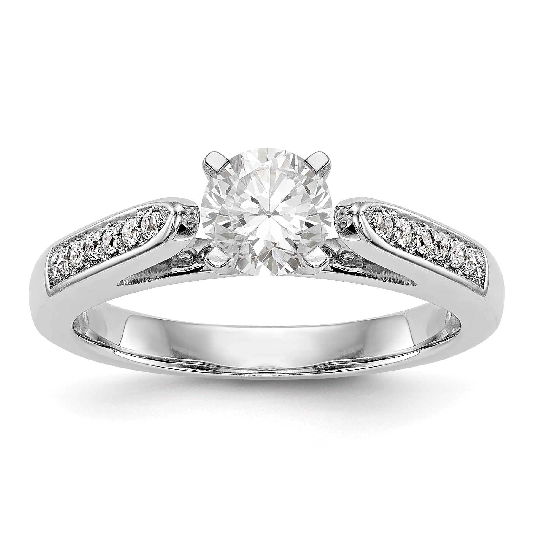 14K Weißgold Diamant-Verlobungsring mit Krappenfassung