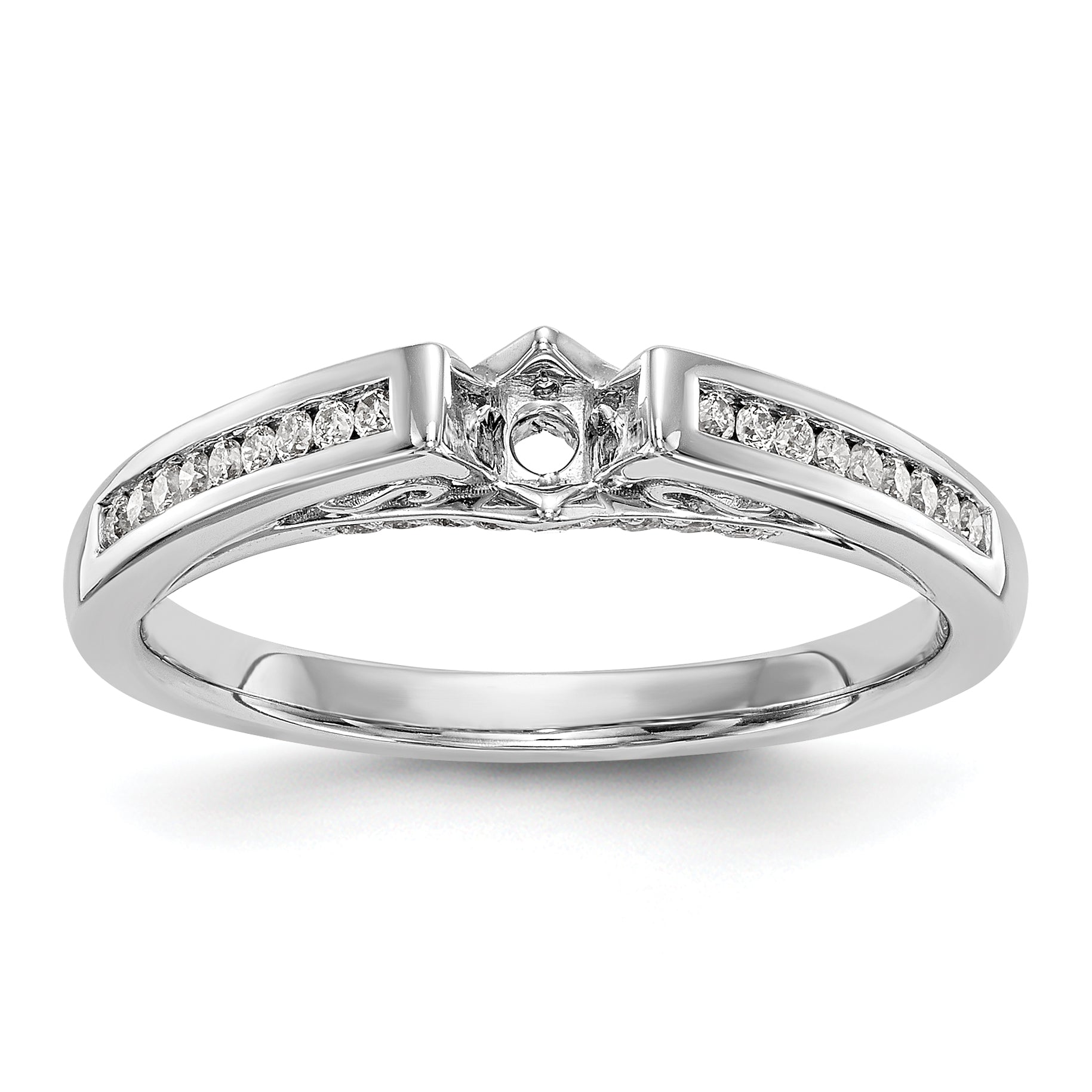 14K Weißgold Diamant-Verlobungsring mit Krappenfassung