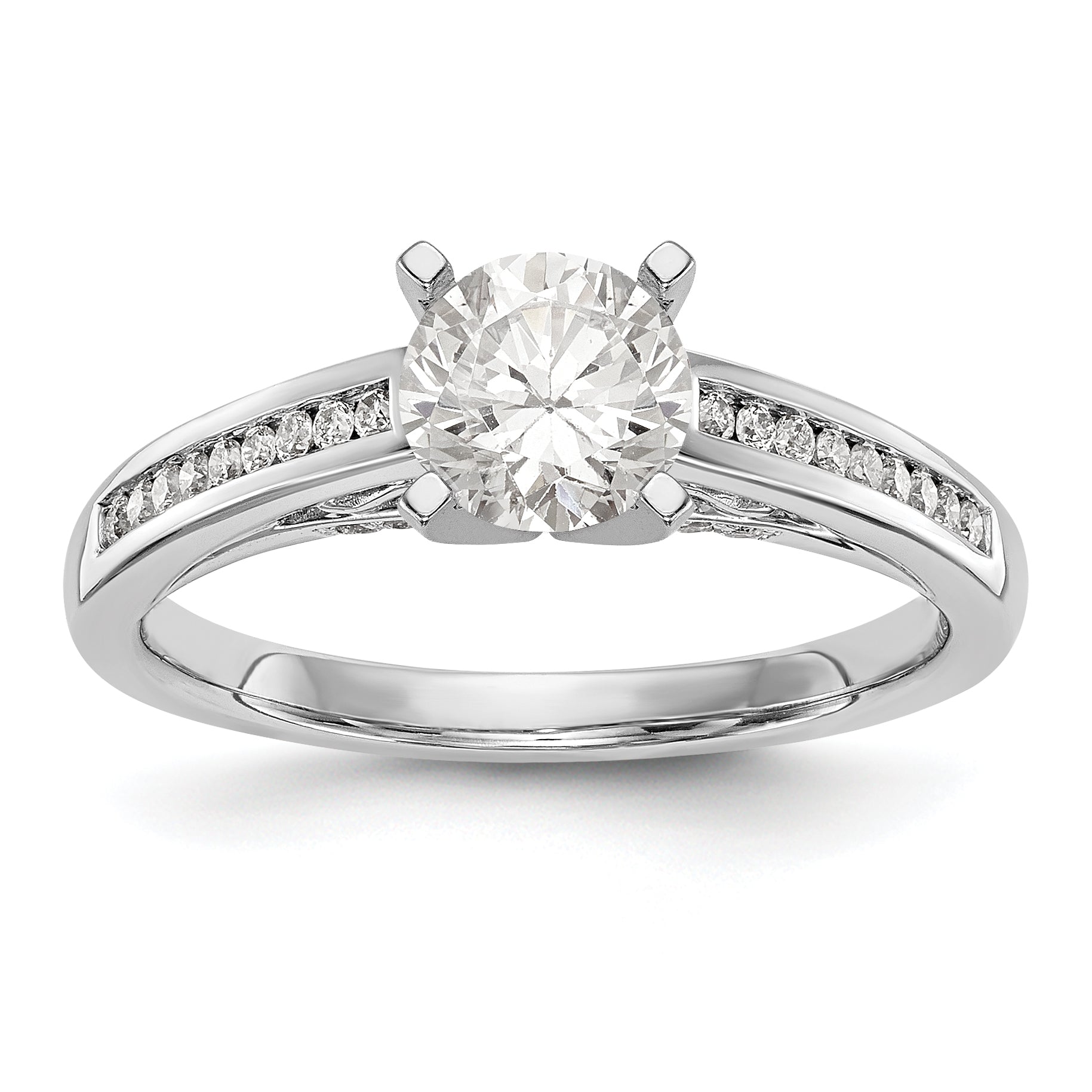 14K Weißgold Diamant-Verlobungsring mit Krappenfassung