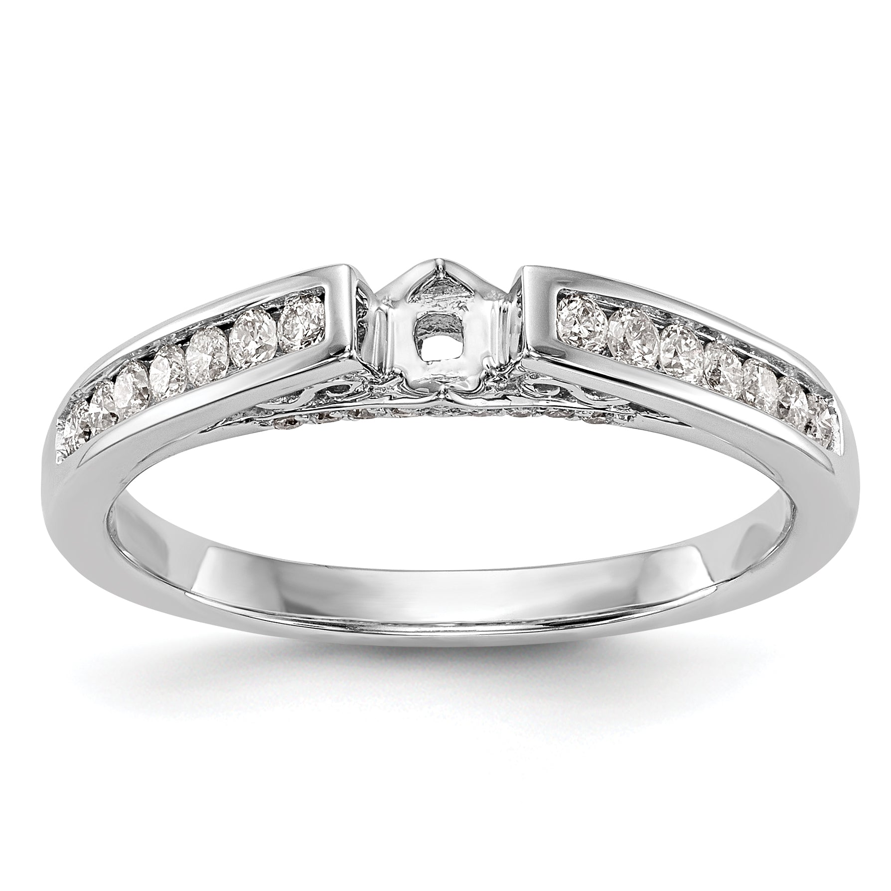 14K Weißgold Diamant-Verlobungsring mit Krappenfassung