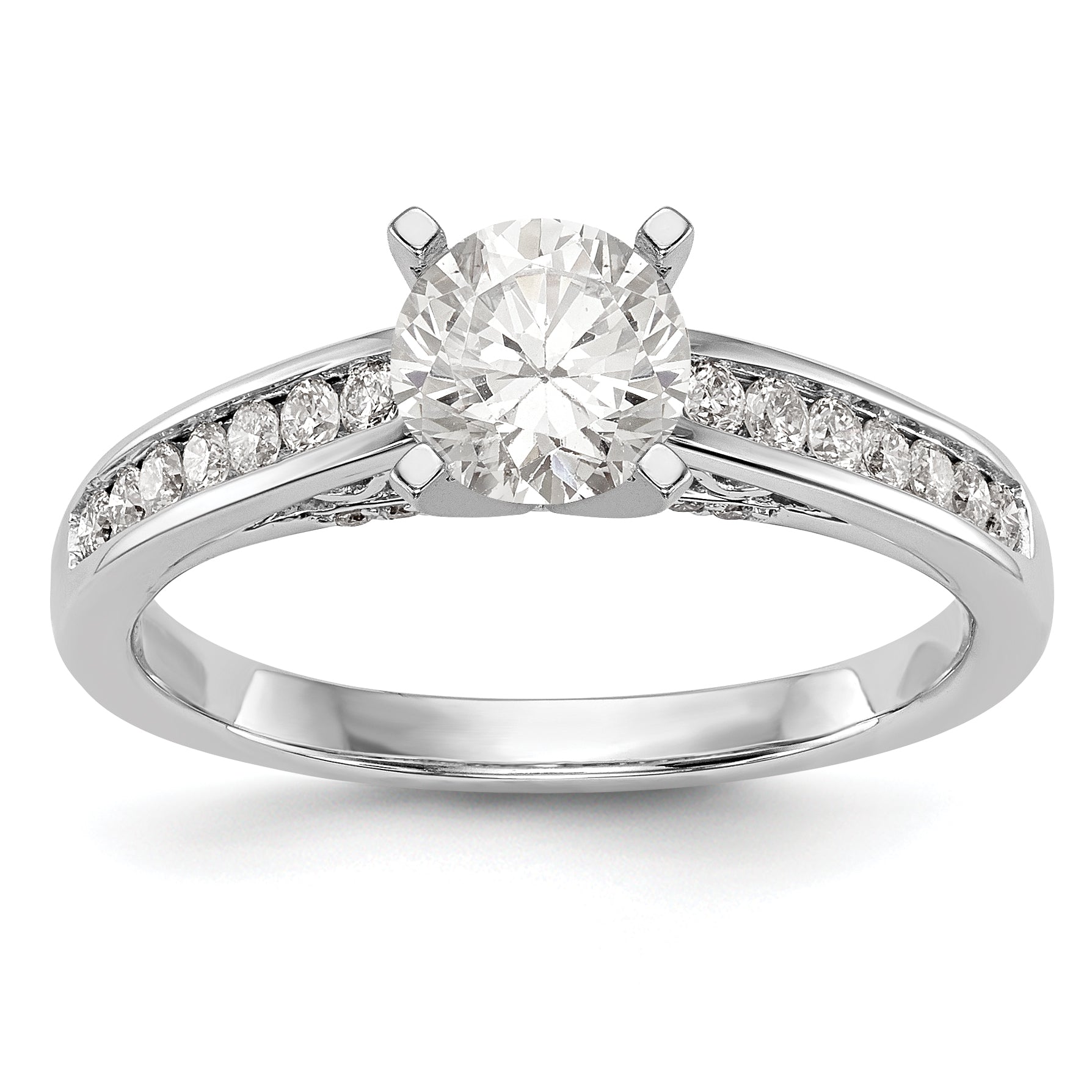 14K Weißgold Diamant-Verlobungsring mit Krappenfassung