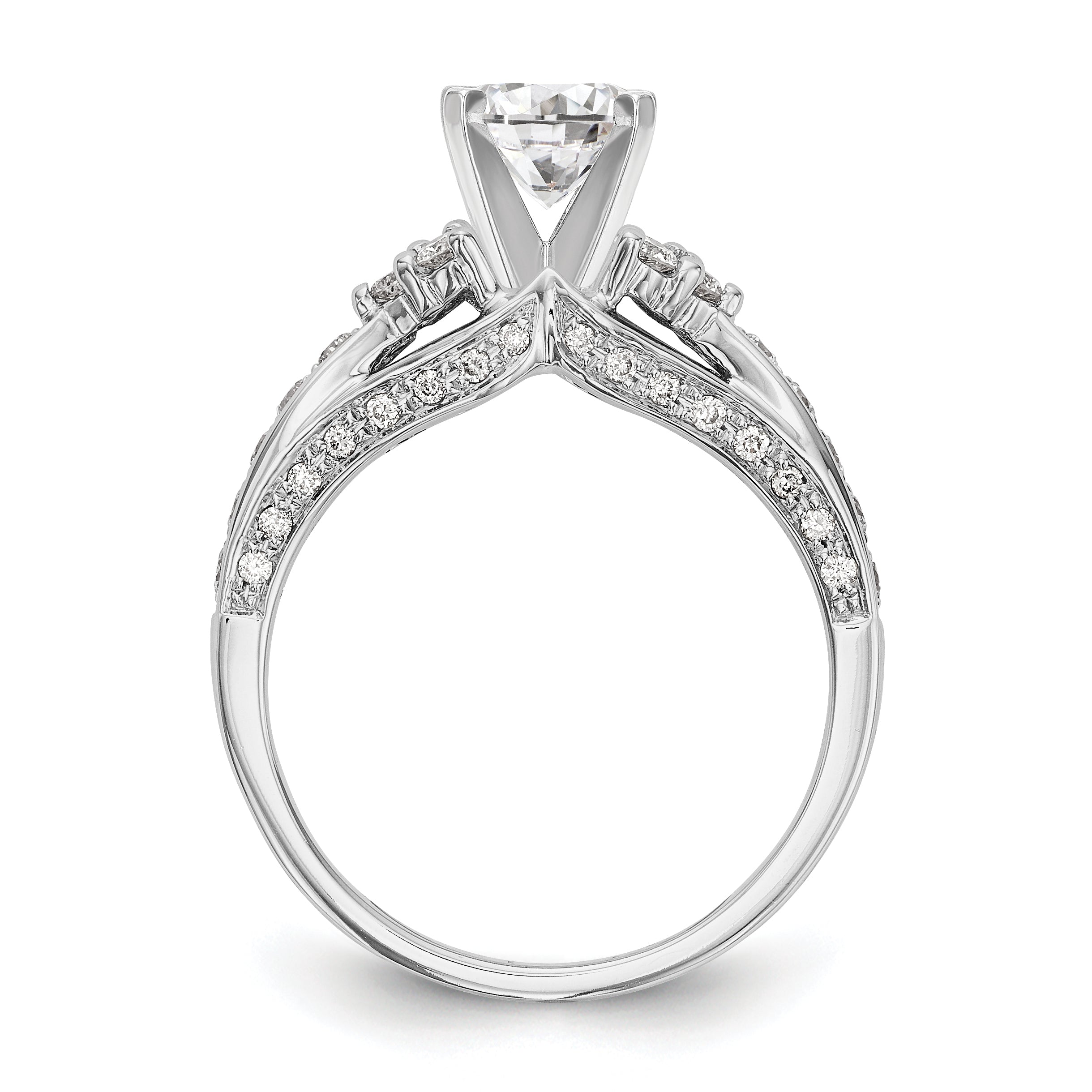 14K Weißgold Diamant-Verlobungsring mit Krappenfassung