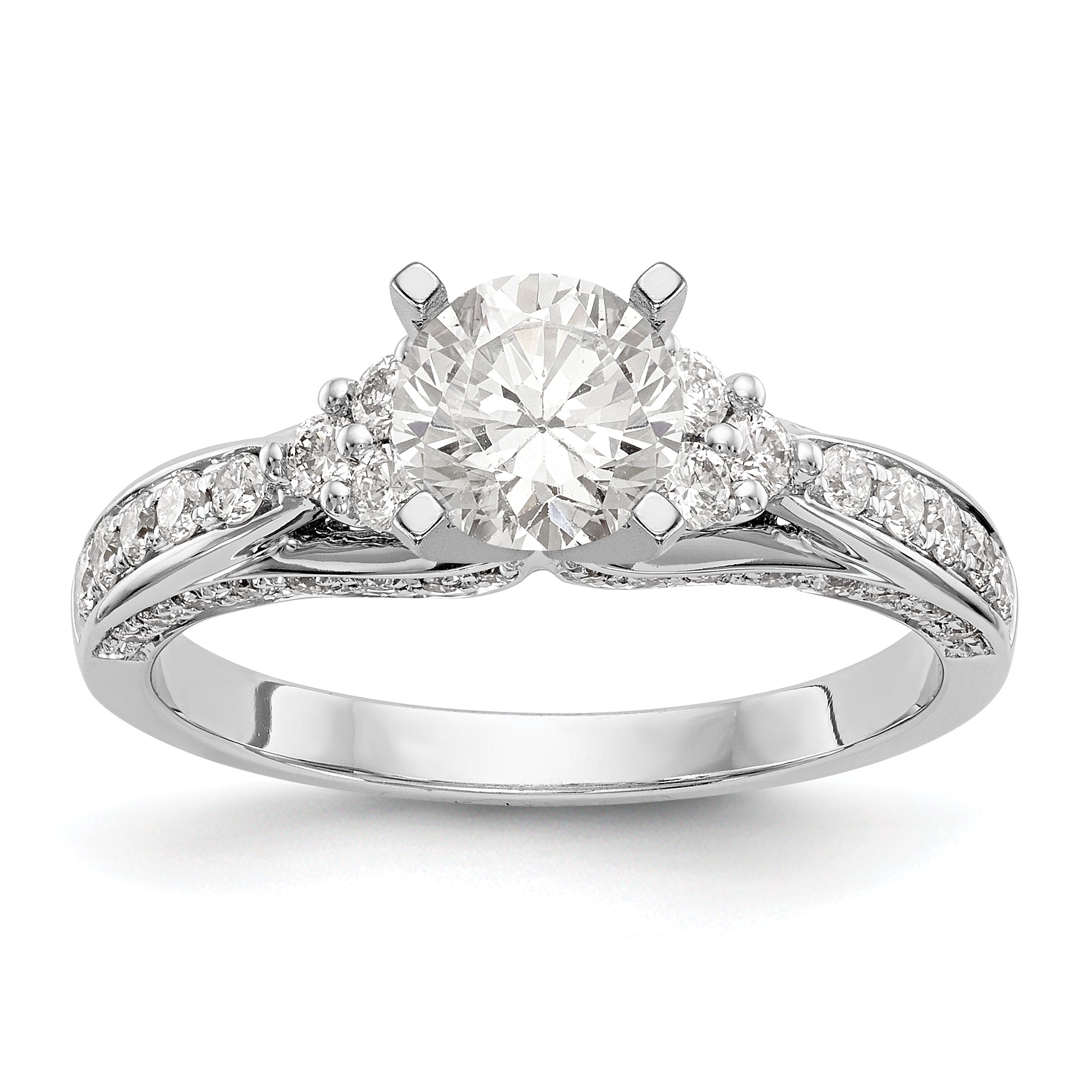 14K Weißgold Diamant-Verlobungsring mit Krappenfassung