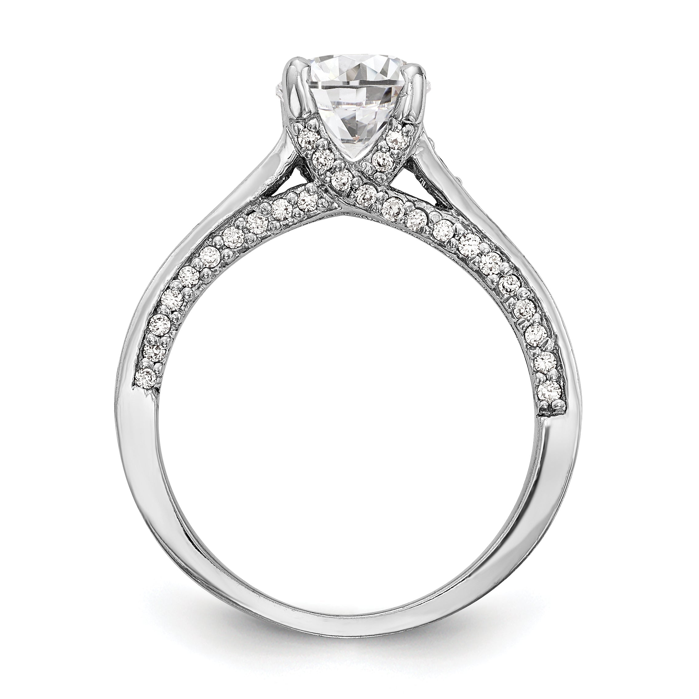 14K Weißgold Verlobungsring mit simulierten Diamanten