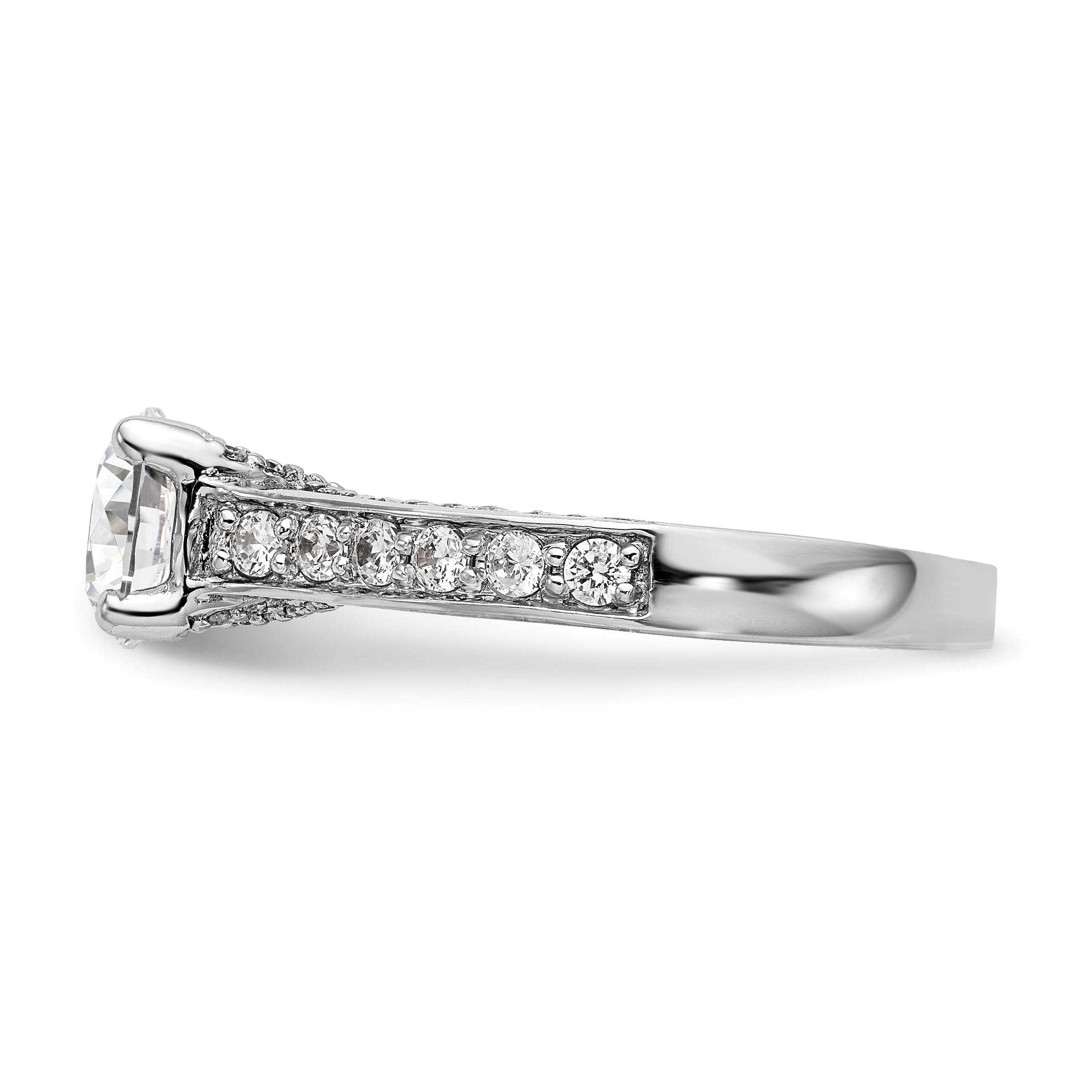14K Weißgold Verlobungsring mit simulierten Diamanten