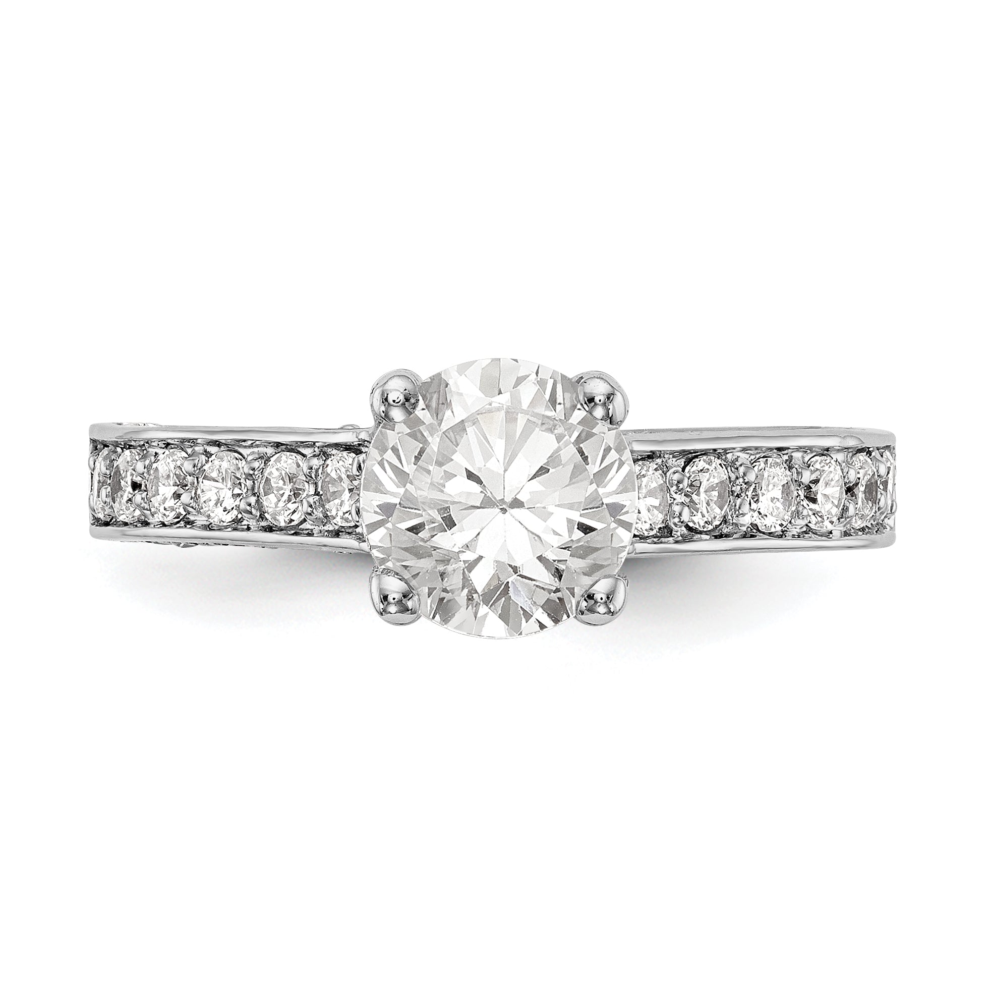 14K Weißgold Verlobungsring mit simulierten Diamanten