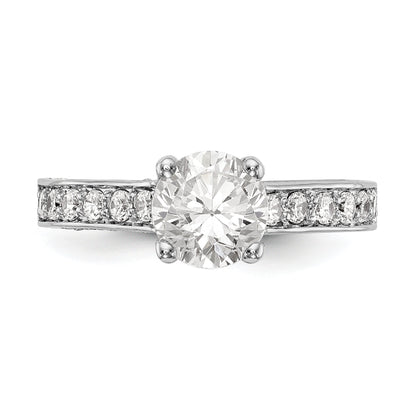 14K Weißgold Verlobungsring mit simulierten Diamanten
