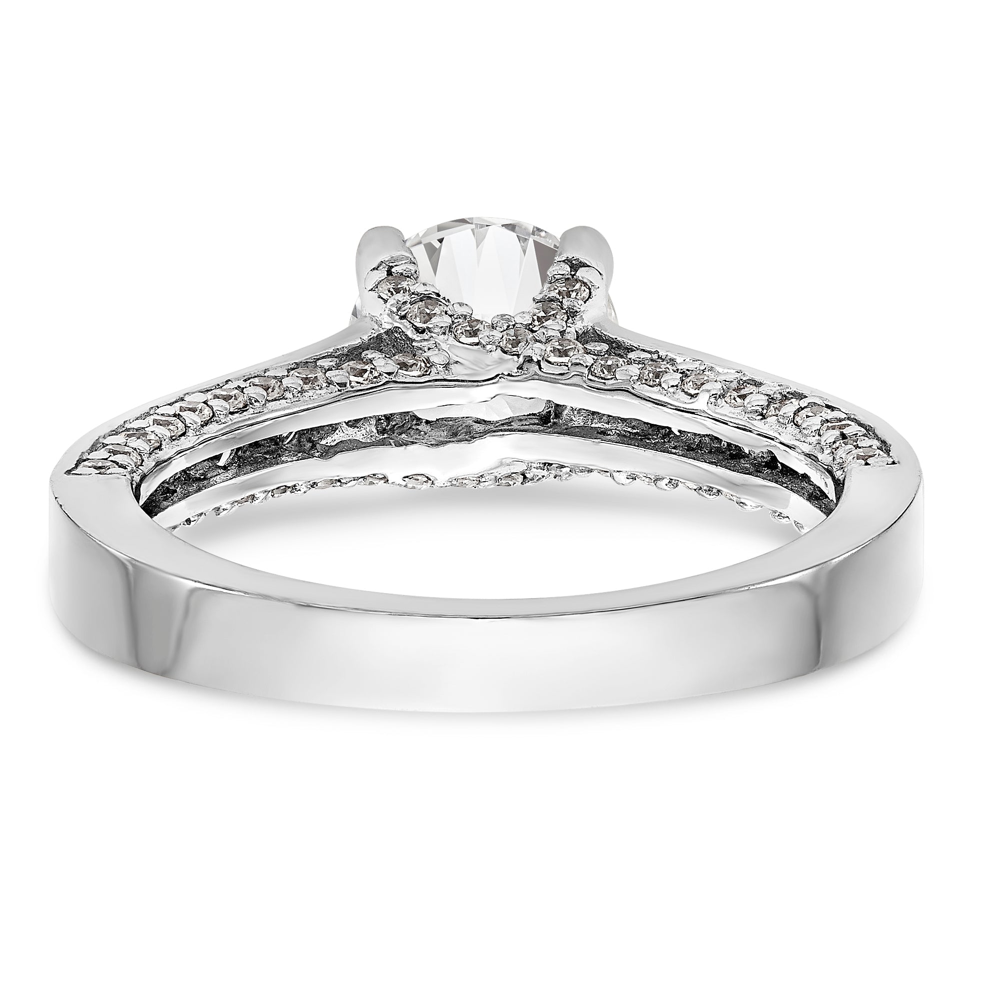 14K Weißgold Verlobungsring mit simulierten Diamanten