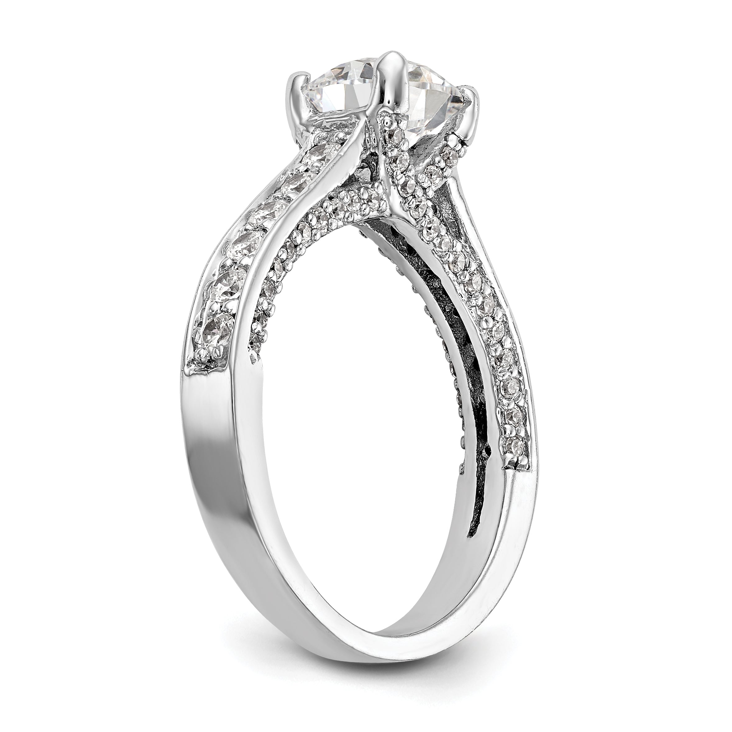 14K Weißgold Verlobungsring mit simulierten Diamanten