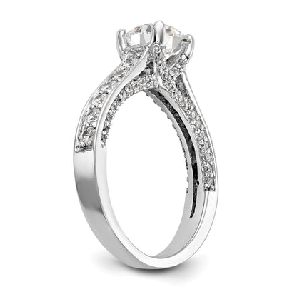 14K Weißgold Verlobungsring mit simulierten Diamanten