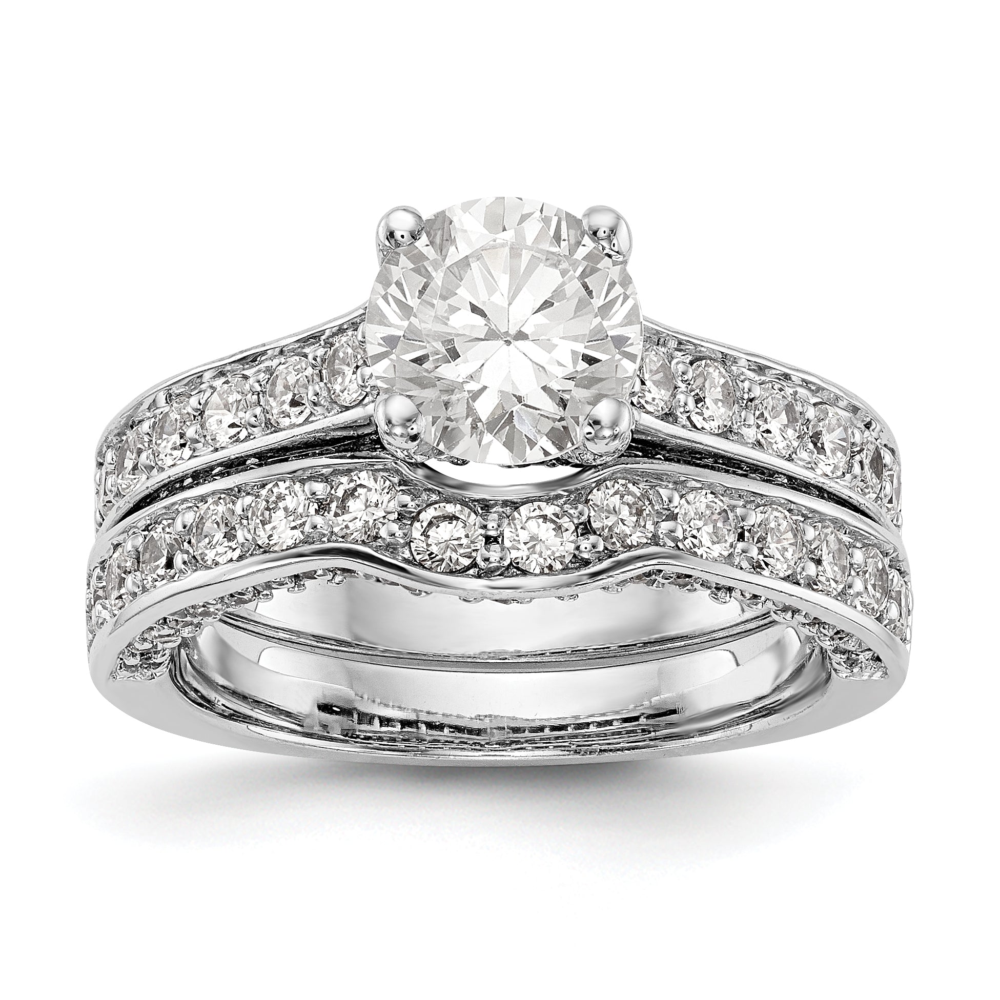 14K Weißgold Verlobungsring mit simulierten Diamanten