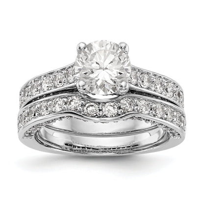 14K Weißgold Verlobungsring mit simulierten Diamanten