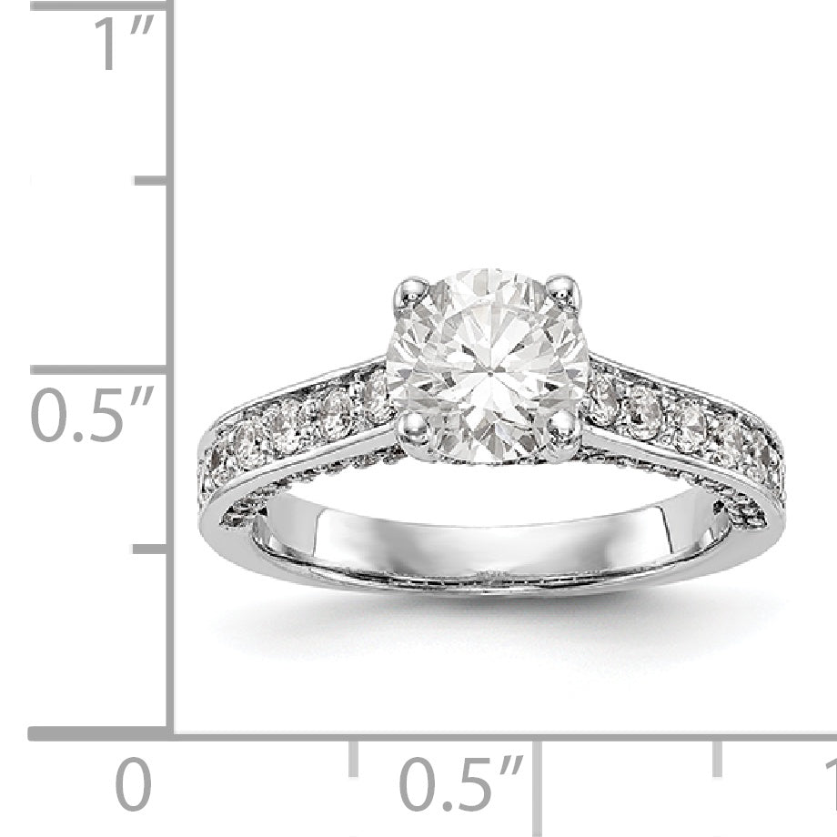 14K Weißgold Verlobungsring mit simulierten Diamanten