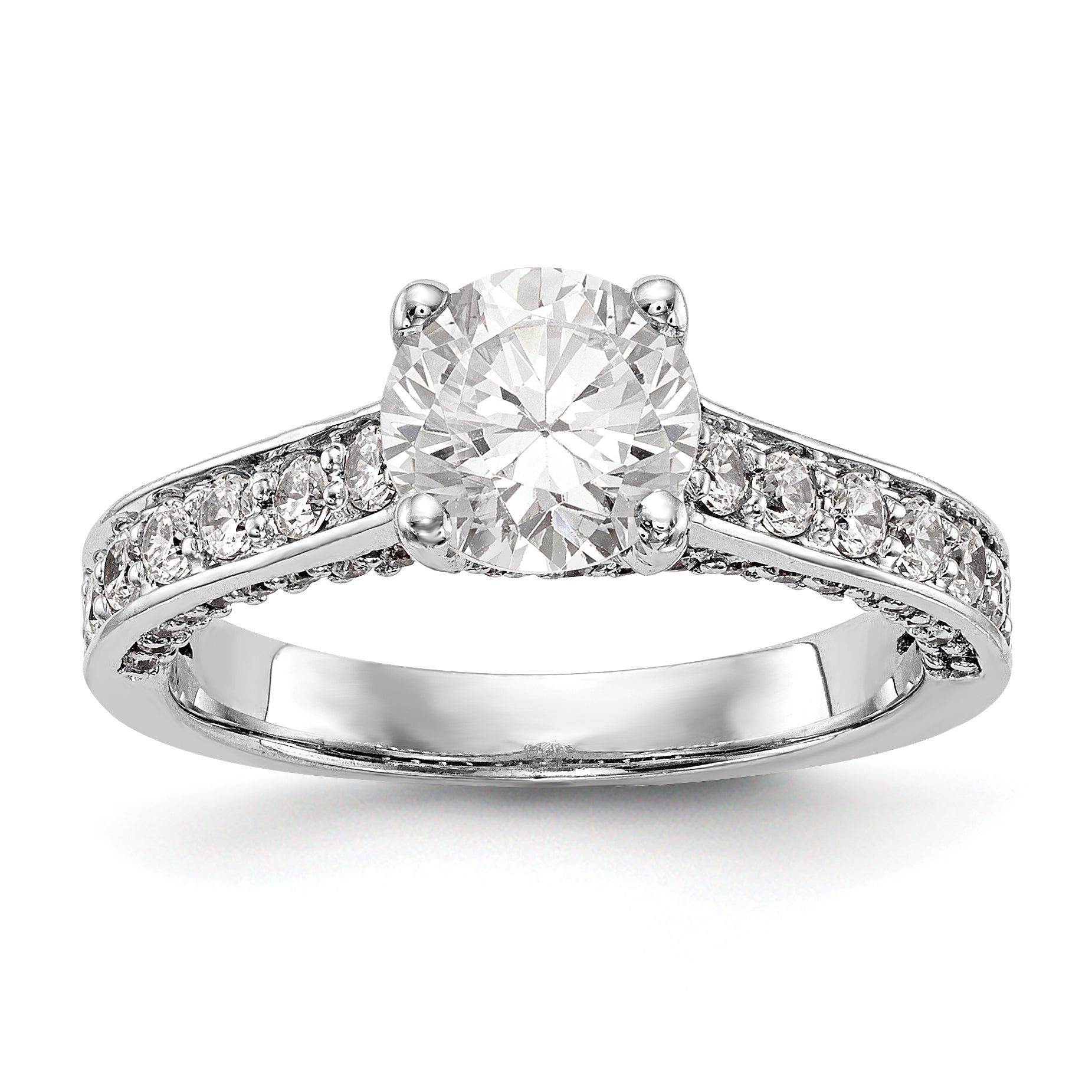14K Weißgold Verlobungsring mit simulierten Diamanten
