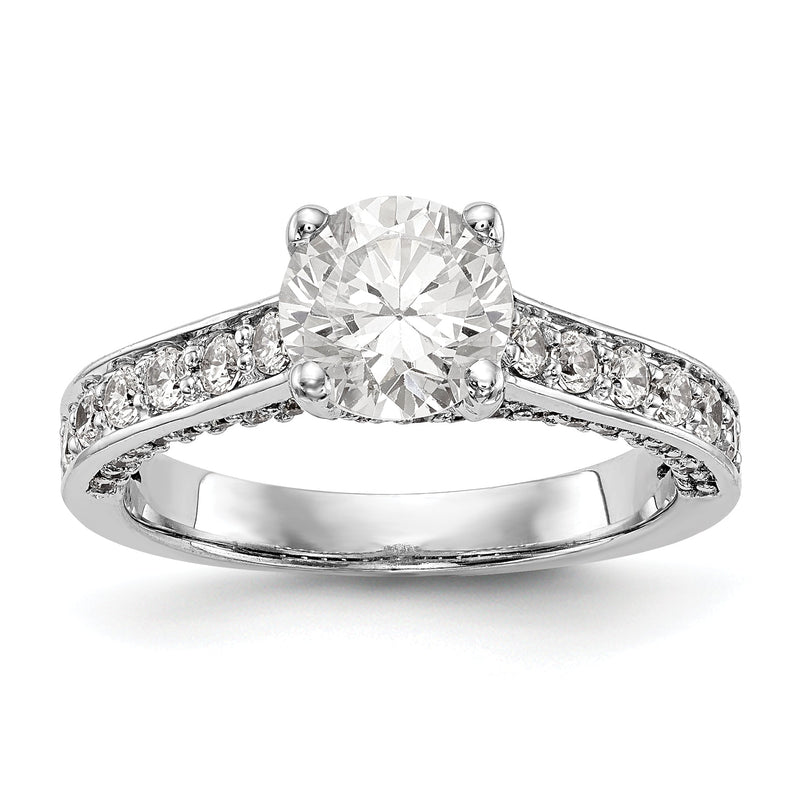 14K Weißgold Verlobungsring mit simulierten Diamanten