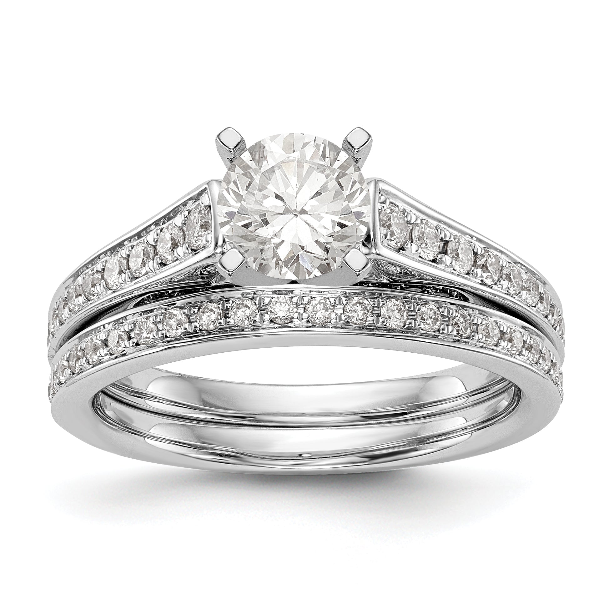 14K Weißgold Verlobungsring mit simuliertem Diamanten