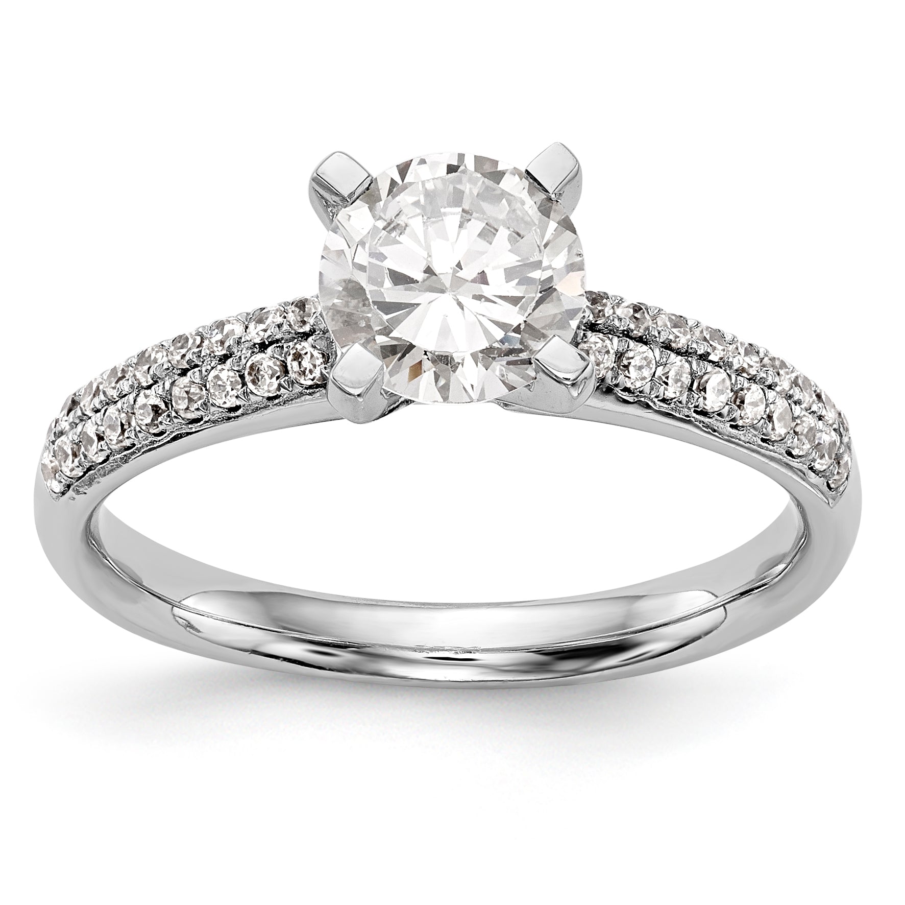 14K Weißgold Diamant-Verlobungsring mit Krappenfassung