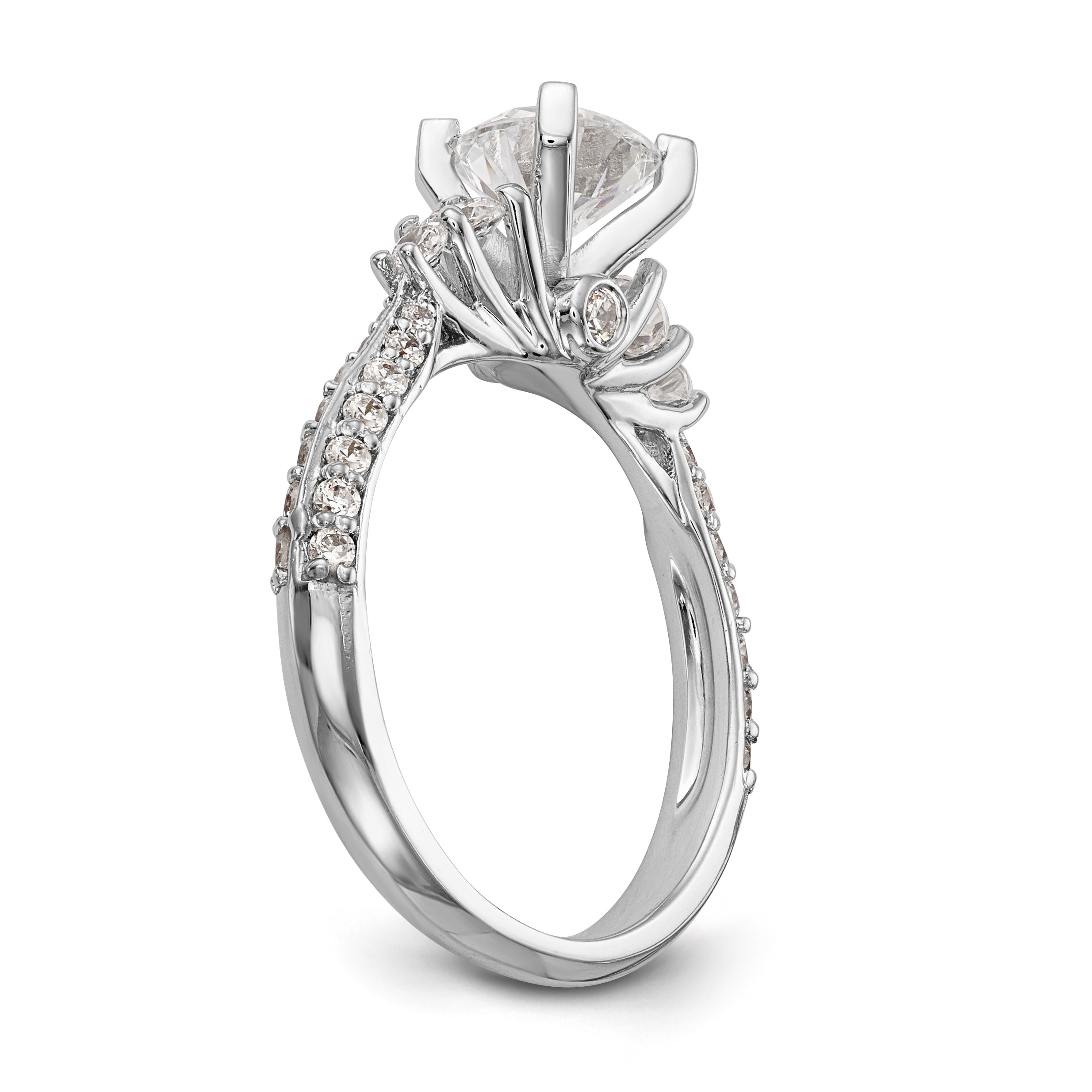 14K Weißgold Diamant-Verlobungsring mit Krappenfassung