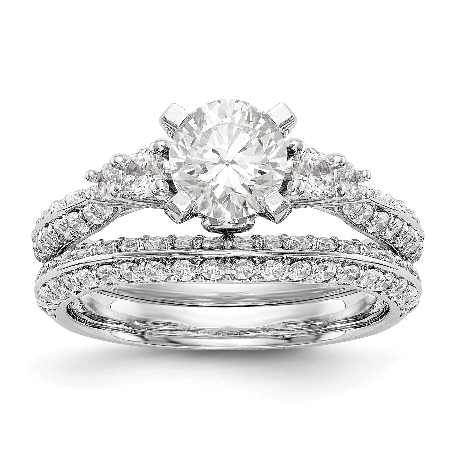 14K Weißgold Diamant-Verlobungsring mit Krappenfassung
