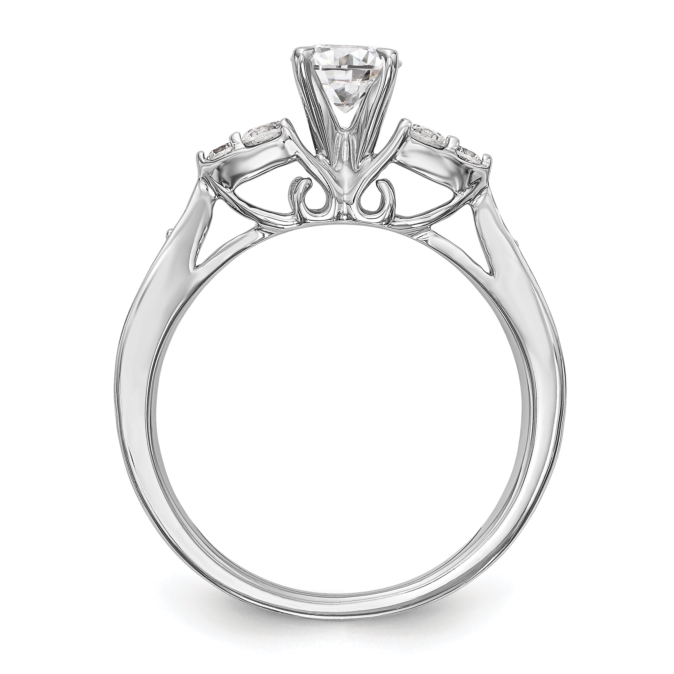 14K Weißgold Verlobungsring mit simulierten Diamanten