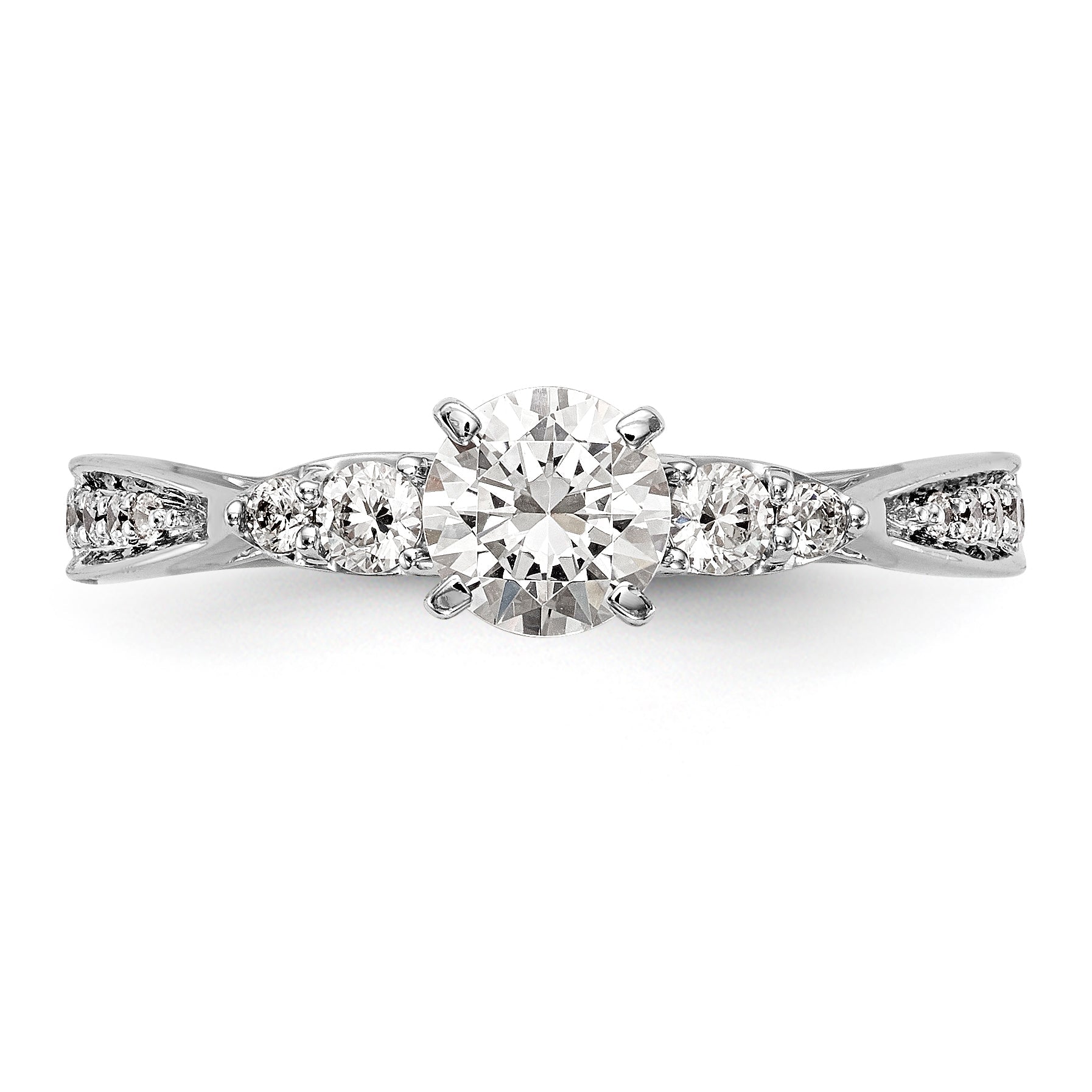 14K Weißgold Verlobungsring mit simulierten Diamanten