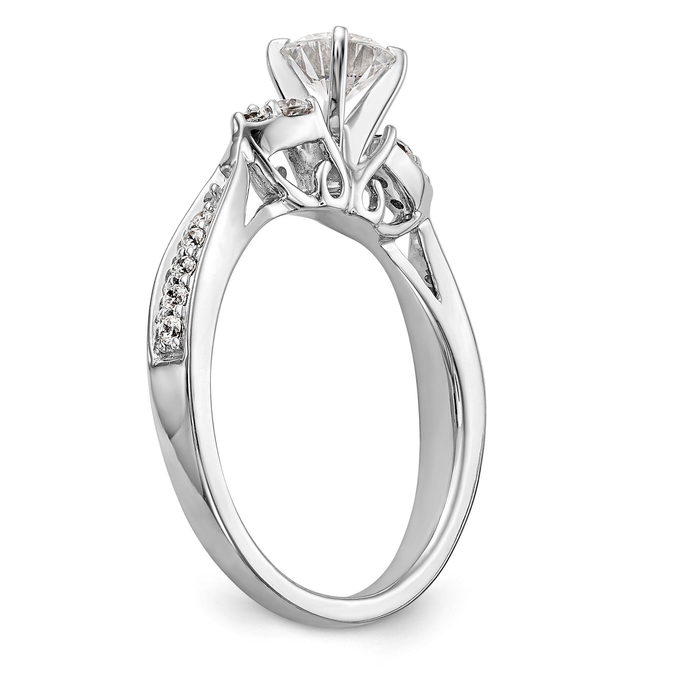 14K Weißgold Verlobungsring mit simulierten Diamanten
