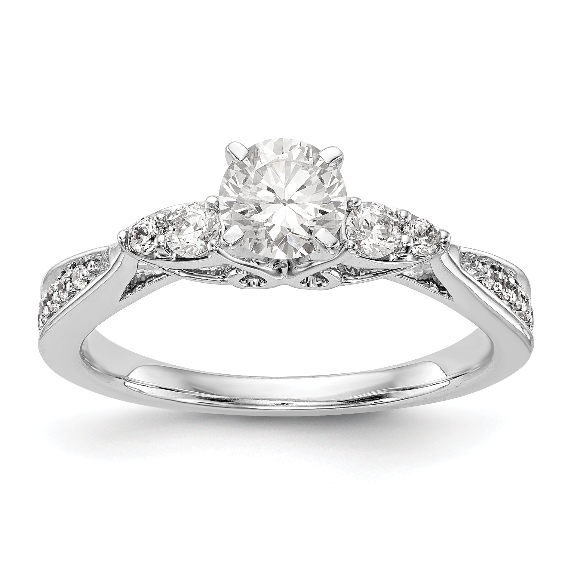 14K Weißgold Verlobungsring mit simulierten Diamanten