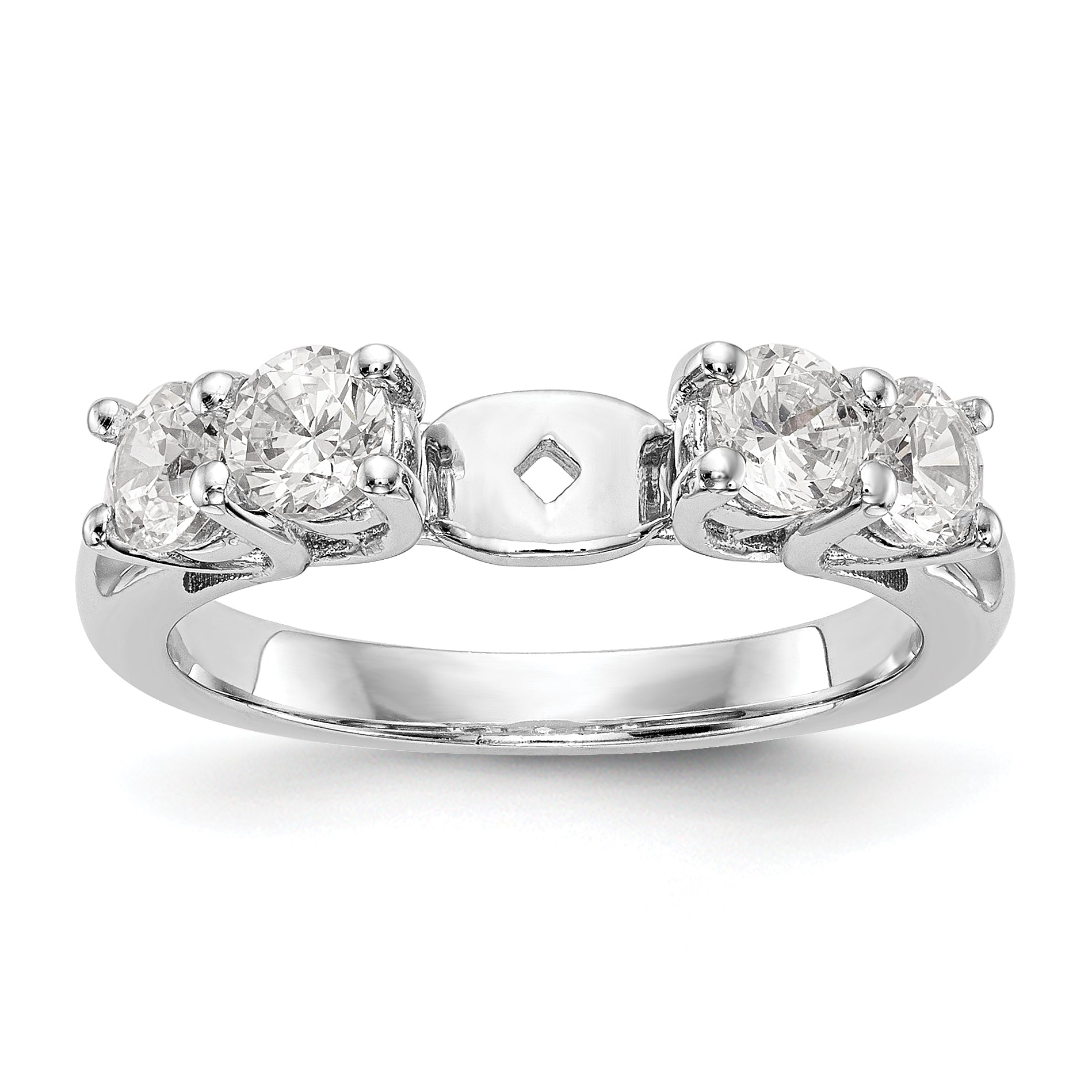 14K Weißgold Verlobungsring mit Diamant und Krappenfassung
