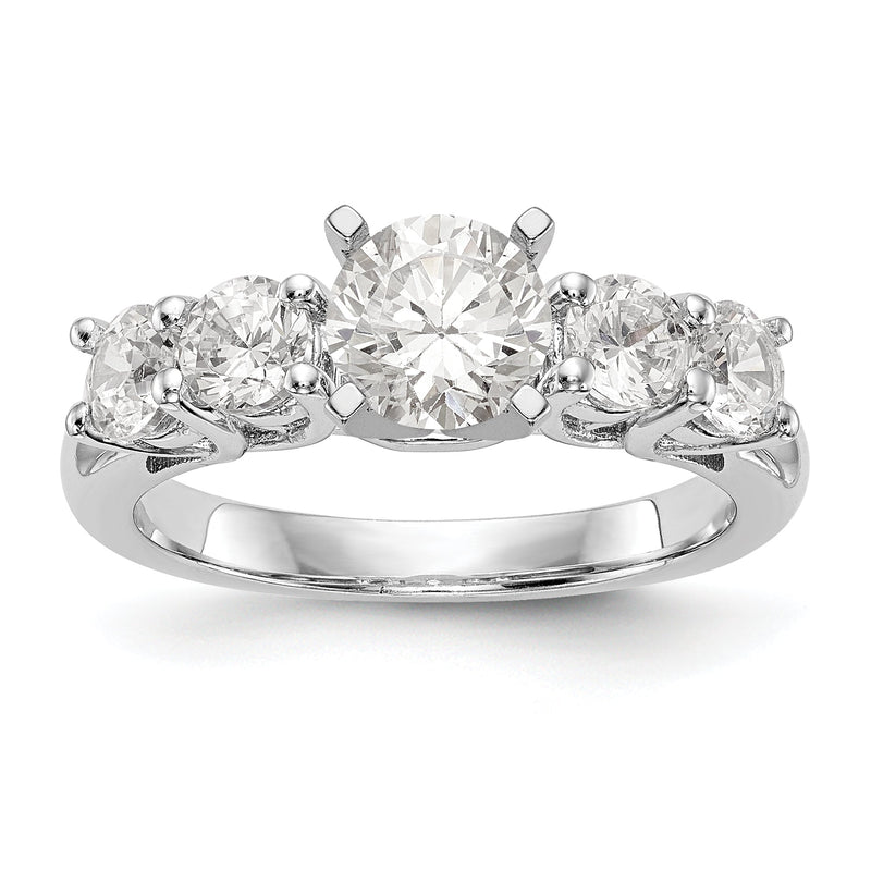 14K Weißgold Verlobungsring mit Diamant und Krappenfassung
