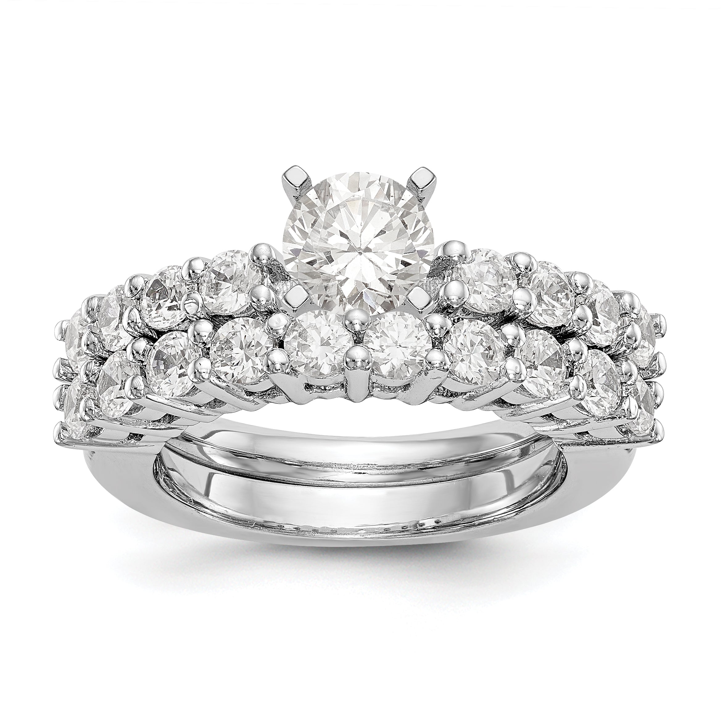 14K Weißgold Diamant-Verlobungsring mit Krappenfassung