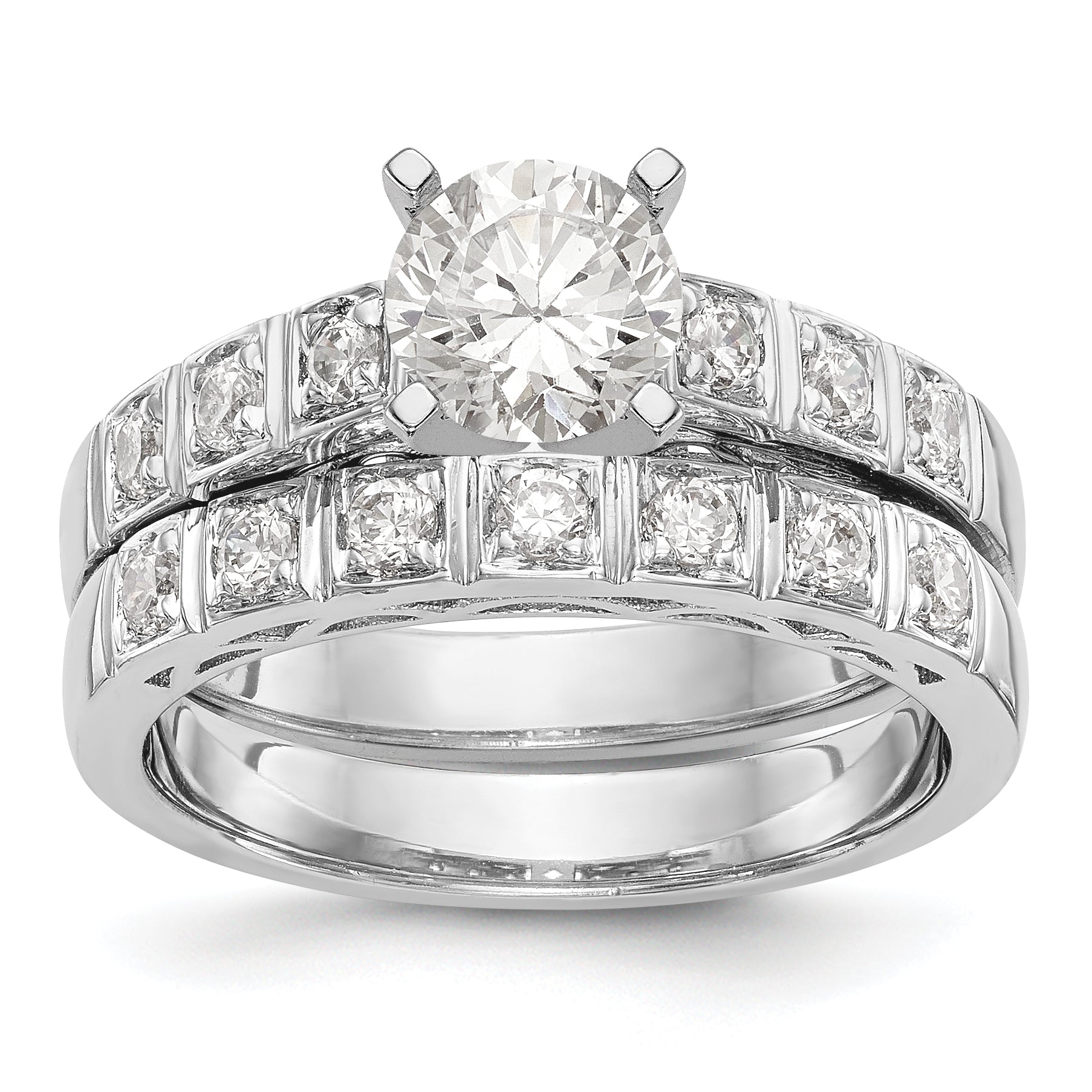 14K Weißgold Diamant-Verlobungsring mit Krappenfassung
