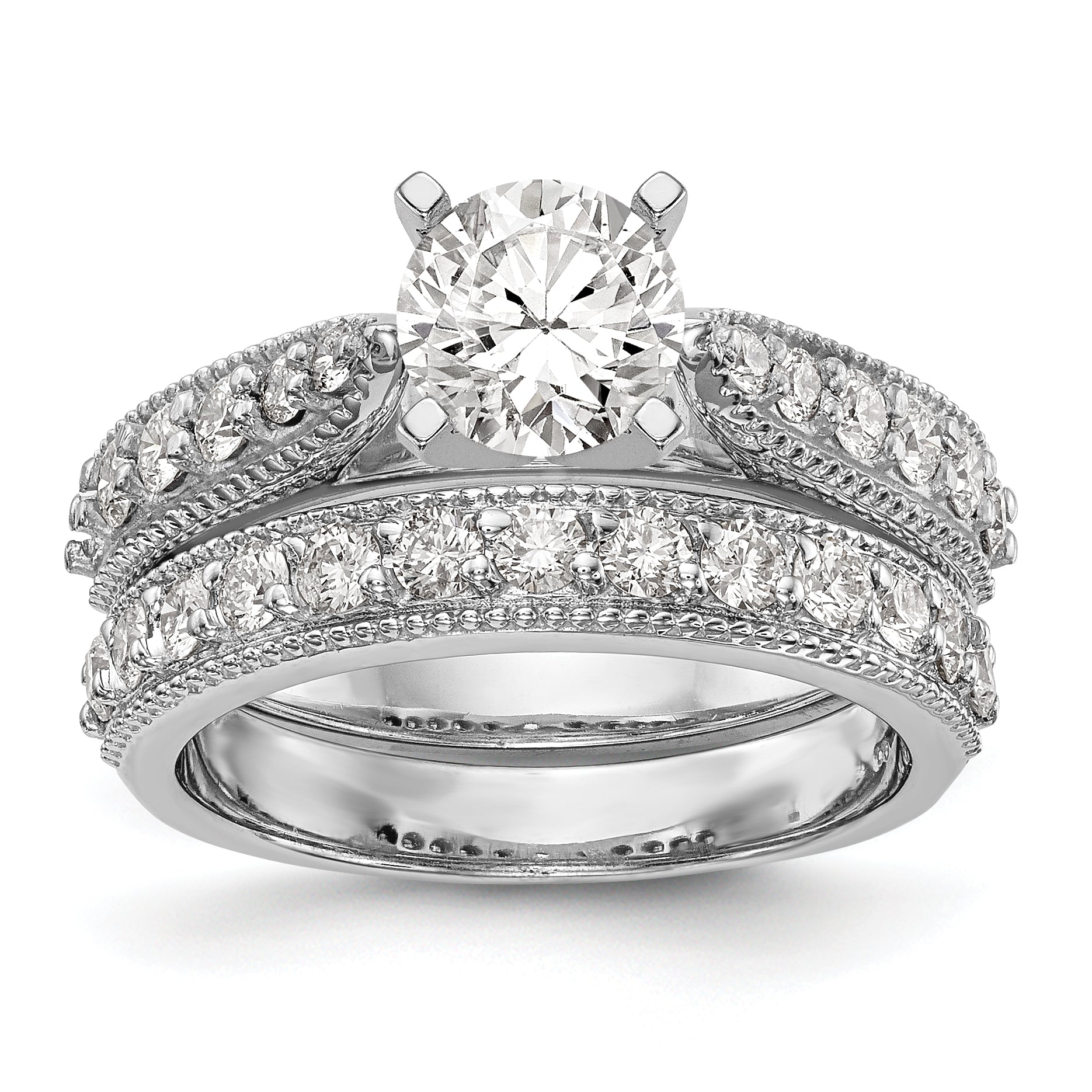 14K Weißgold Diamant-Verlobungsring mit Krappenfassung