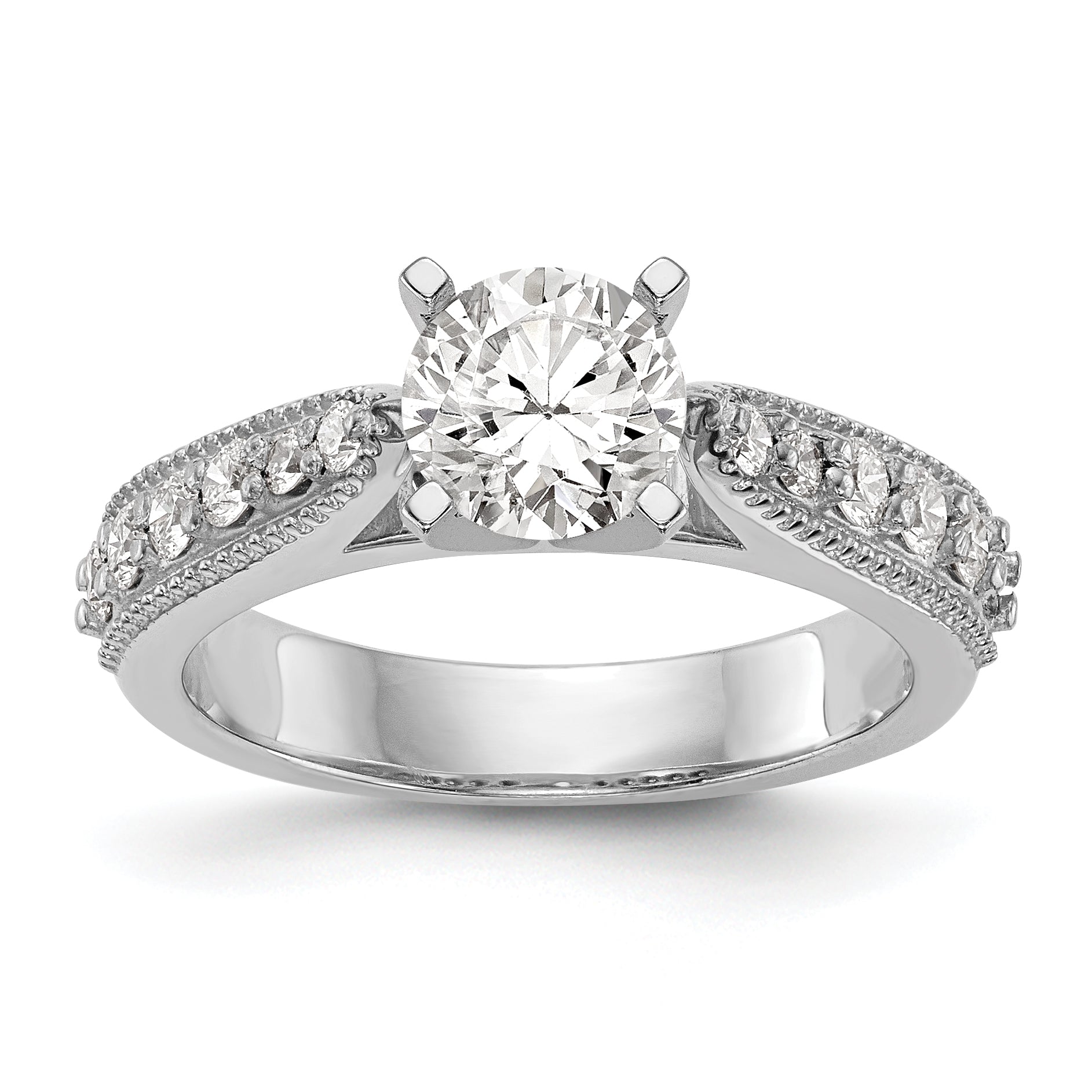14K Weißgold Diamant-Verlobungsring mit Krappenfassung