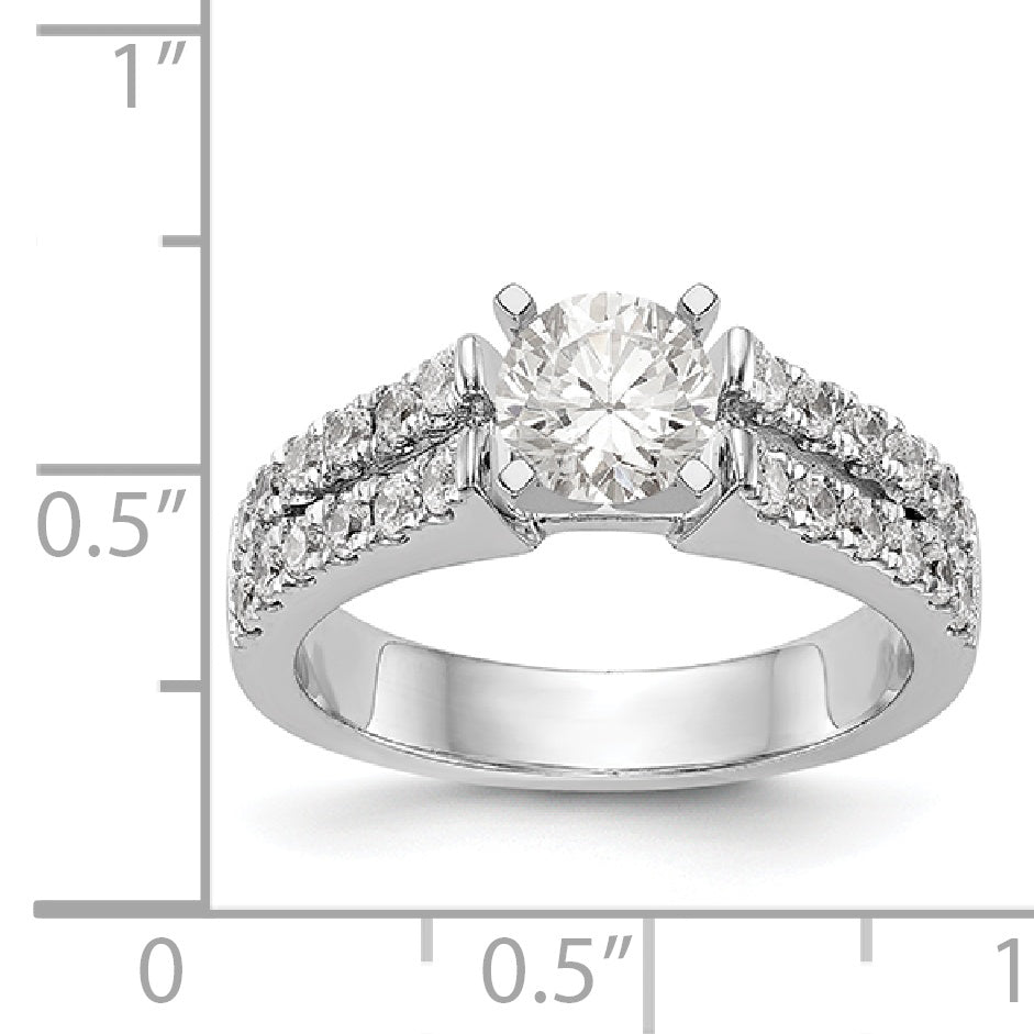 14K Weißgold Diamant-Verlobungsring mit Krappenfassung