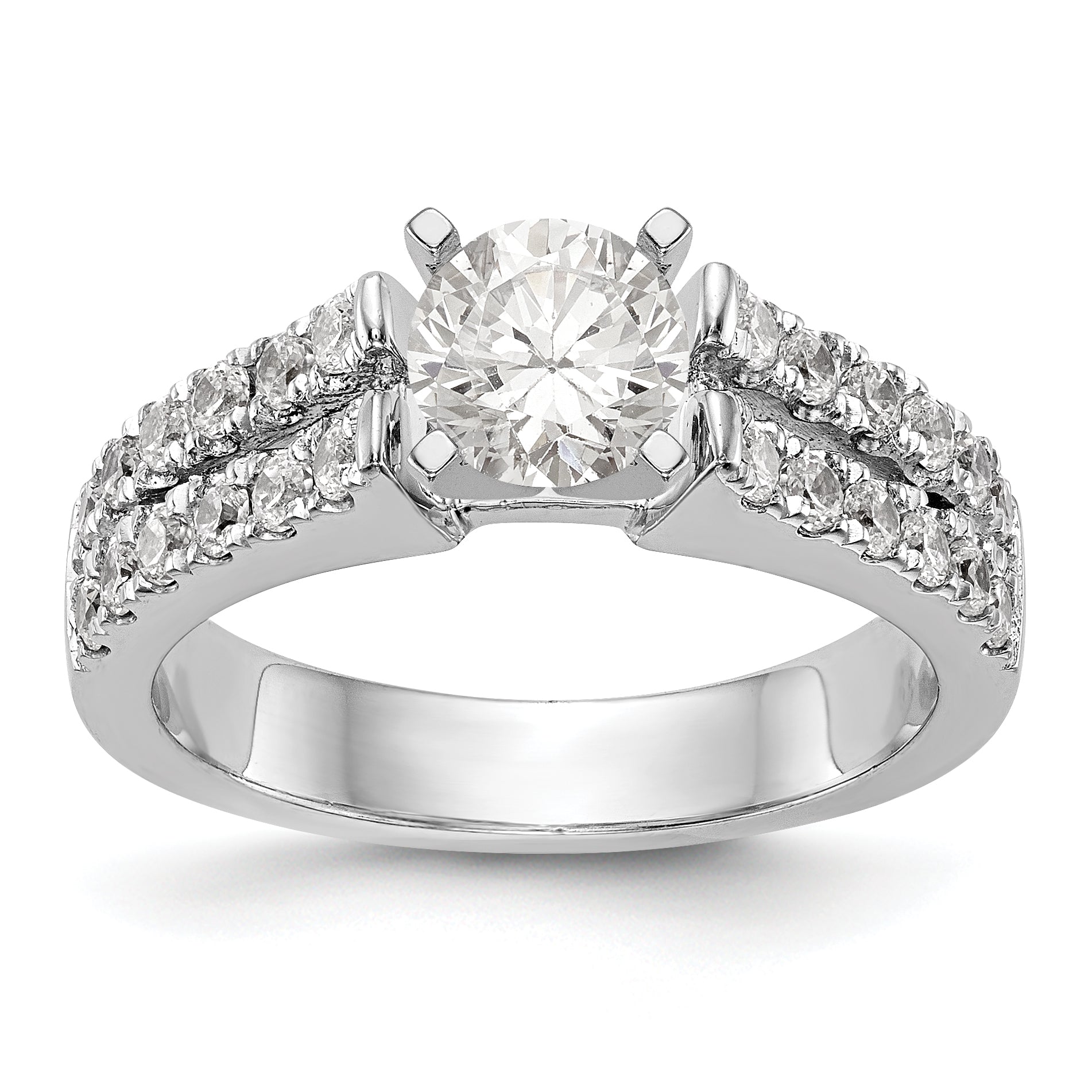 14K Weißgold Diamant-Verlobungsring mit Krappenfassung