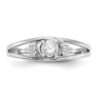 Verlobungsring aus 14K Weißgold mit simulierten Diamanten