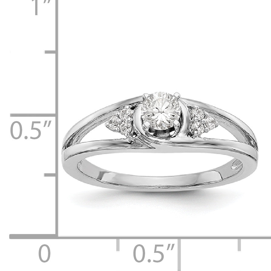 Verlobungsring aus 14K Weißgold mit simulierten Diamanten