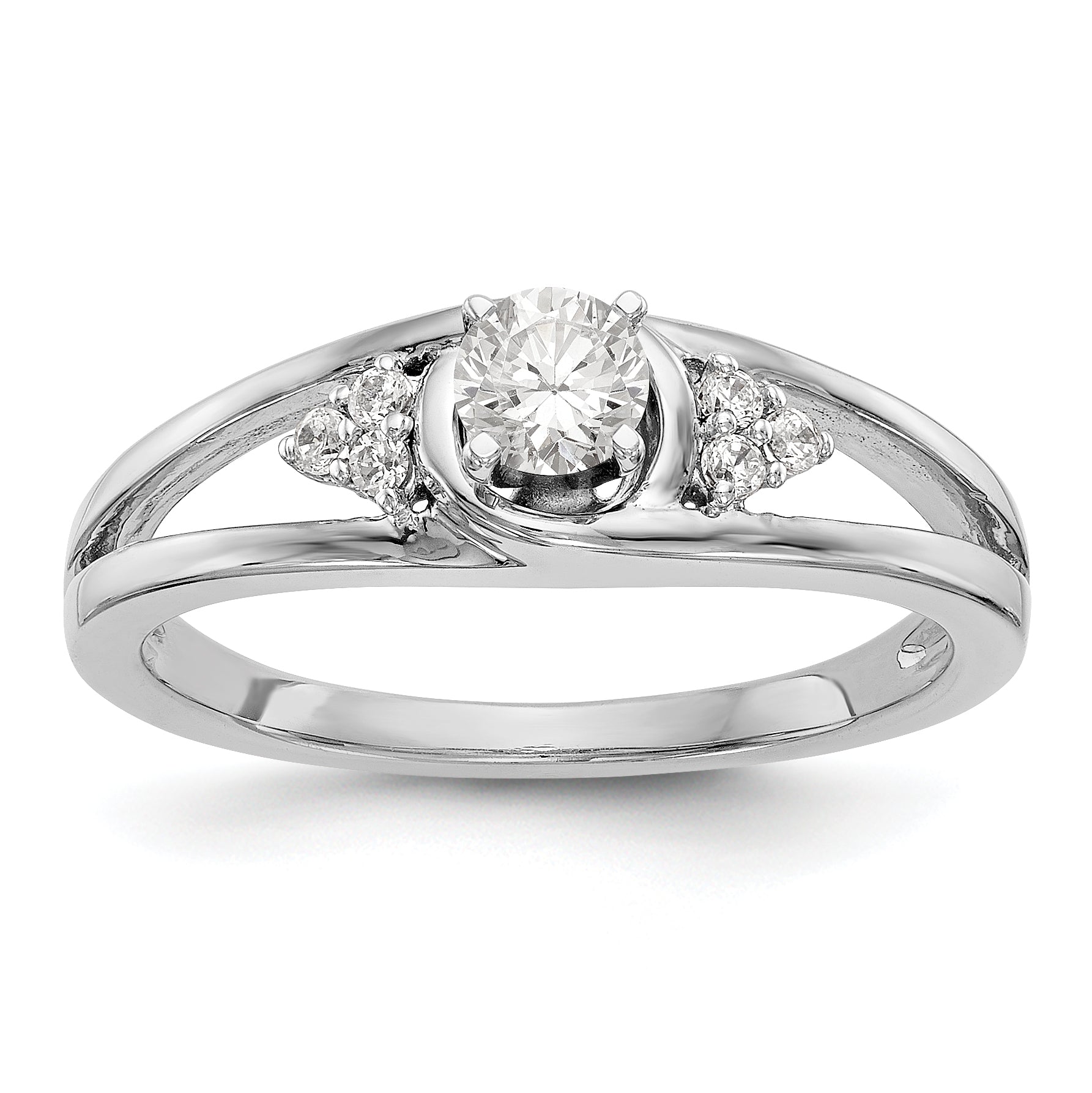 Verlobungsring aus 14K Weißgold mit simulierten Diamanten
