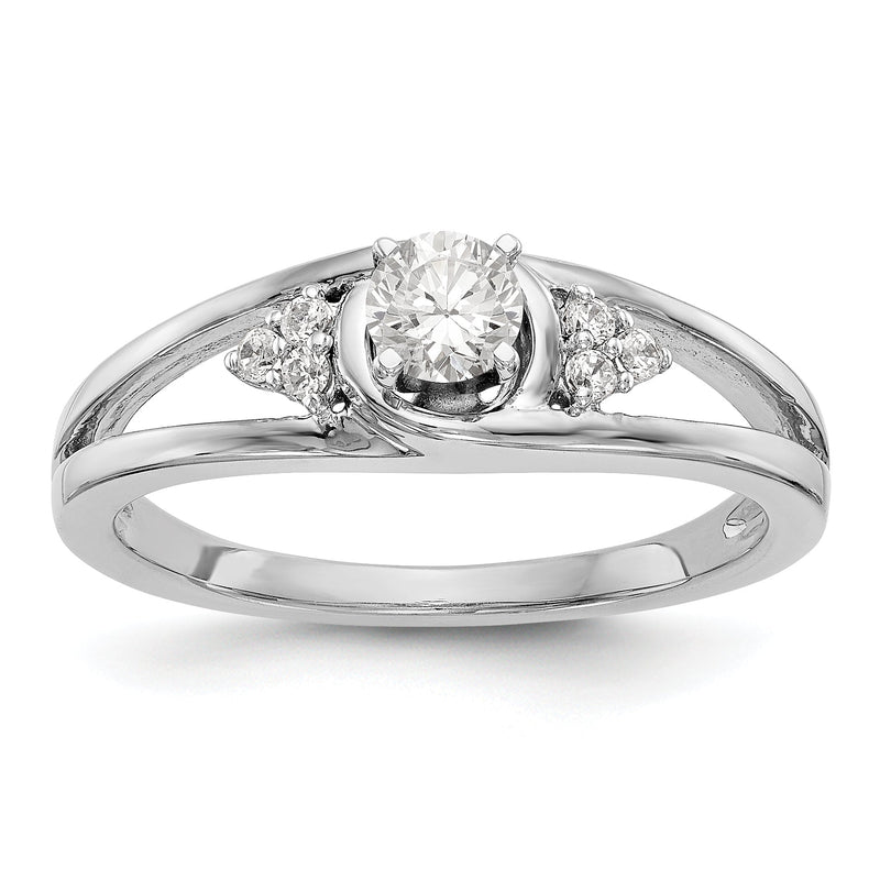 Verlobungsring aus 14K Weißgold mit simulierten Diamanten