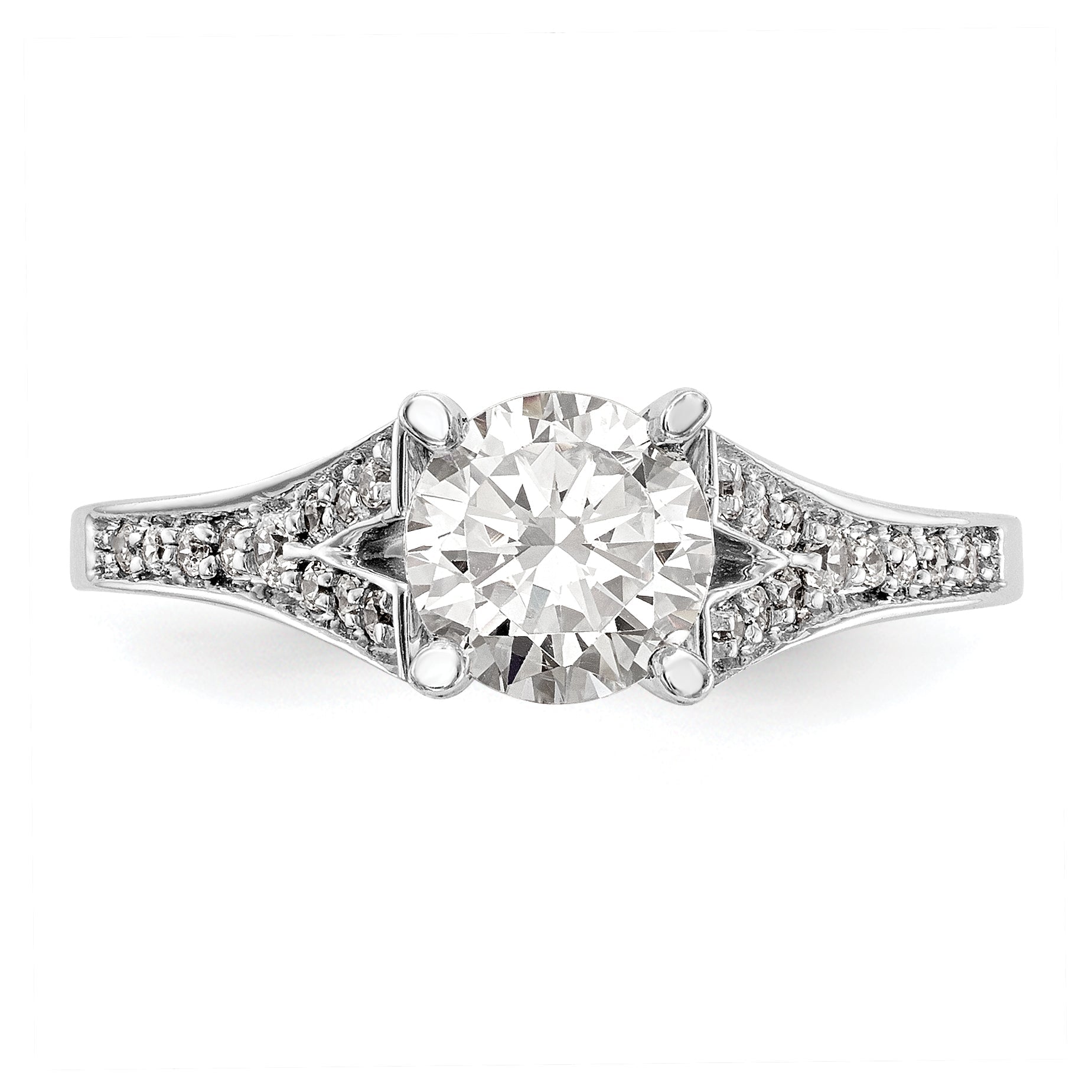 14K Weißgold Diamant-Verlobungsring mit Krappenfassung