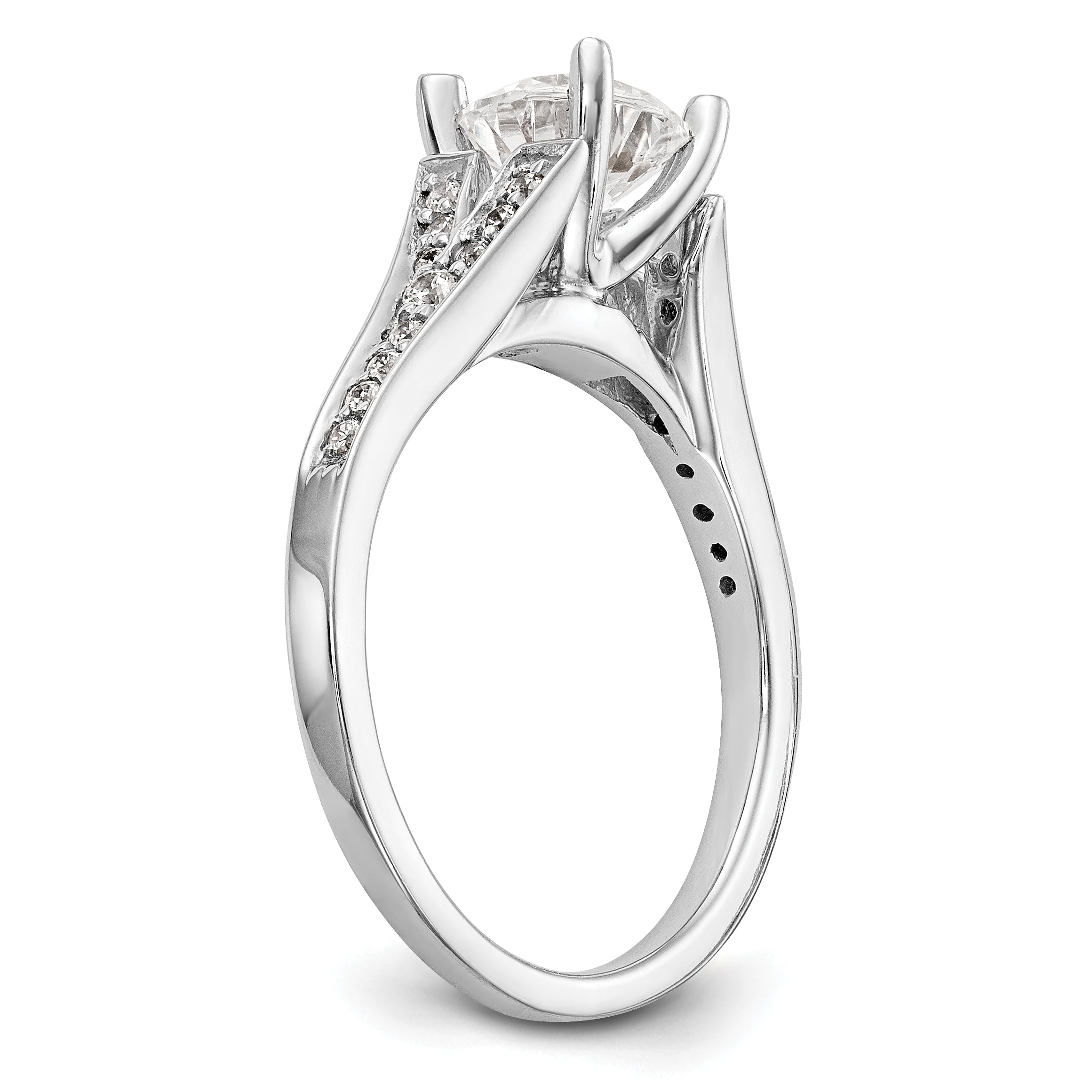 14K Weißgold Diamant-Verlobungsring mit Krappenfassung